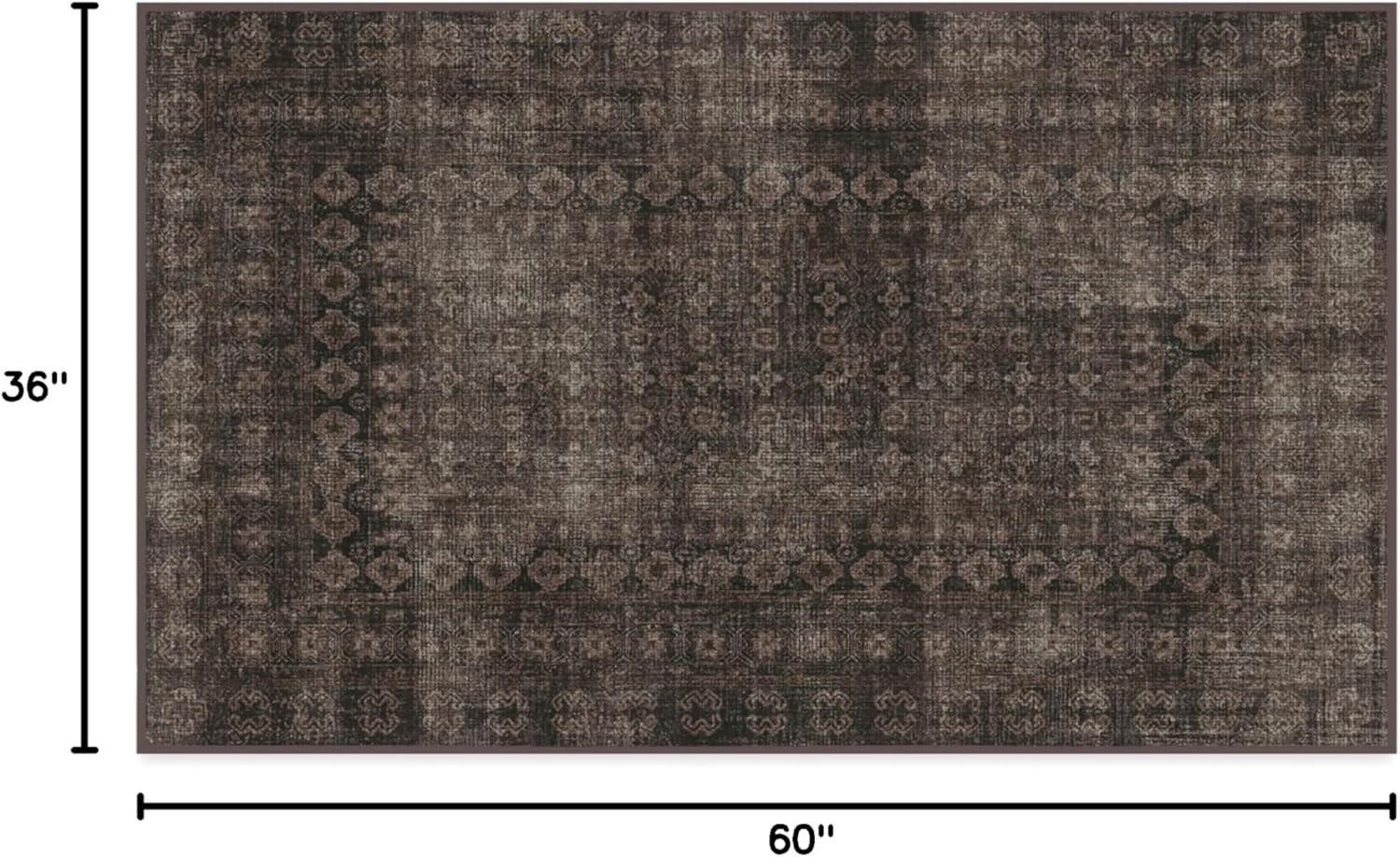 imageRUGGABLE Machine Washable Area Rug Founders Cyrus Black 2x3 StainResistant NonSlip Small Washable Rugs for Living Room Bedroom Hallway Entryway ampamp Officewith Standard PadCyrus Black Standard Pad
