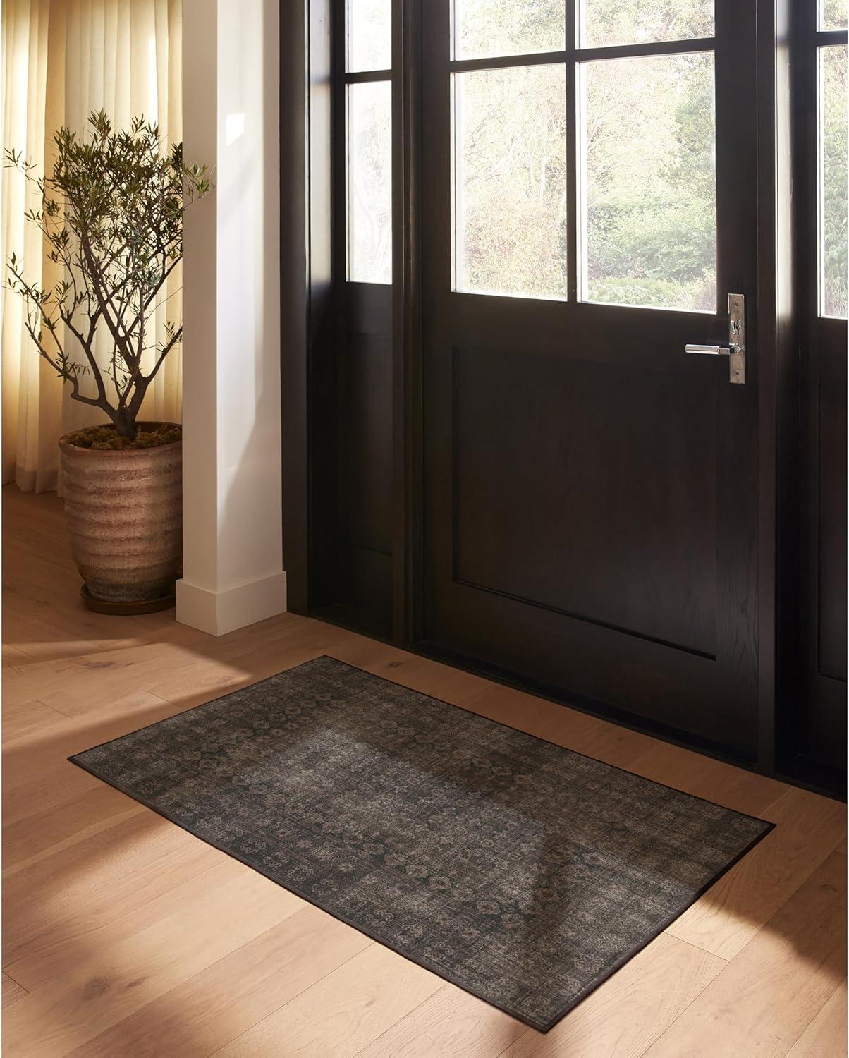 imageRUGGABLE Machine Washable Area Rug Founders Cyrus Black 2x3 StainResistant NonSlip Small Washable Rugs for Living Room Bedroom Hallway Entryway ampamp Officewith Standard PadCyrus Black Standard Pad