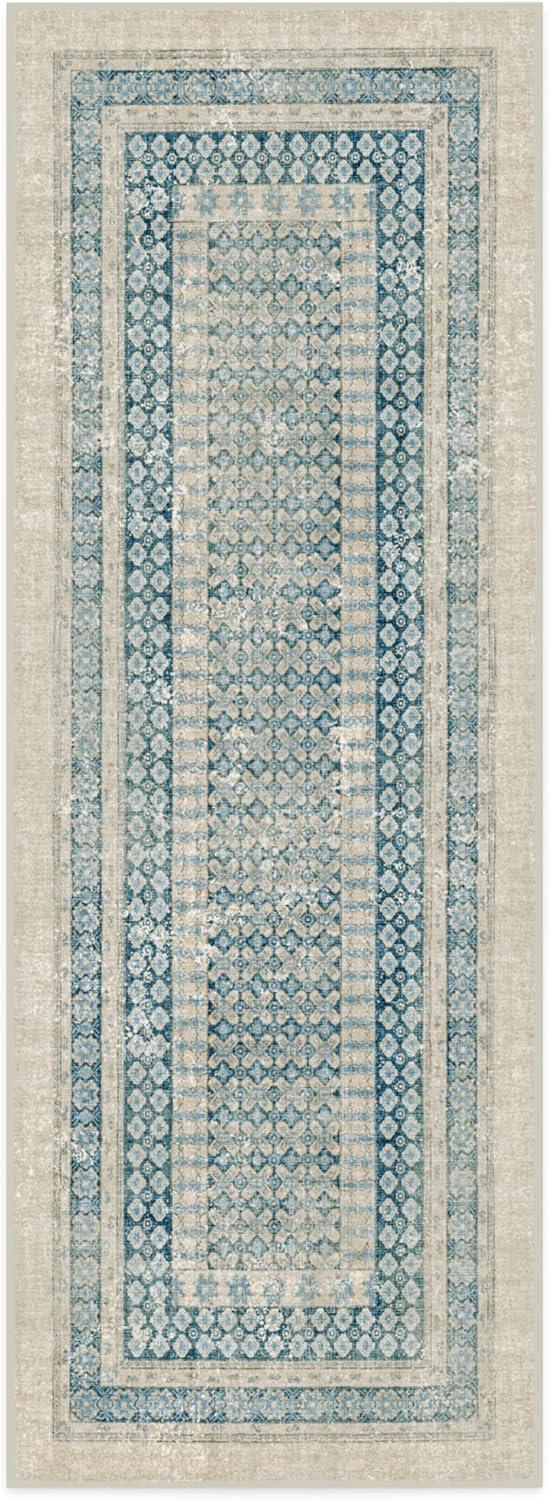 imageRUGGABLE Machine Washable Area Rug Founders Cyrus Black 2x3 StainResistant NonSlip Small Washable Rugs for Living Room Bedroom Hallway Entryway ampamp Officewith Standard PadCyrus Neutral Blue Standard Pad