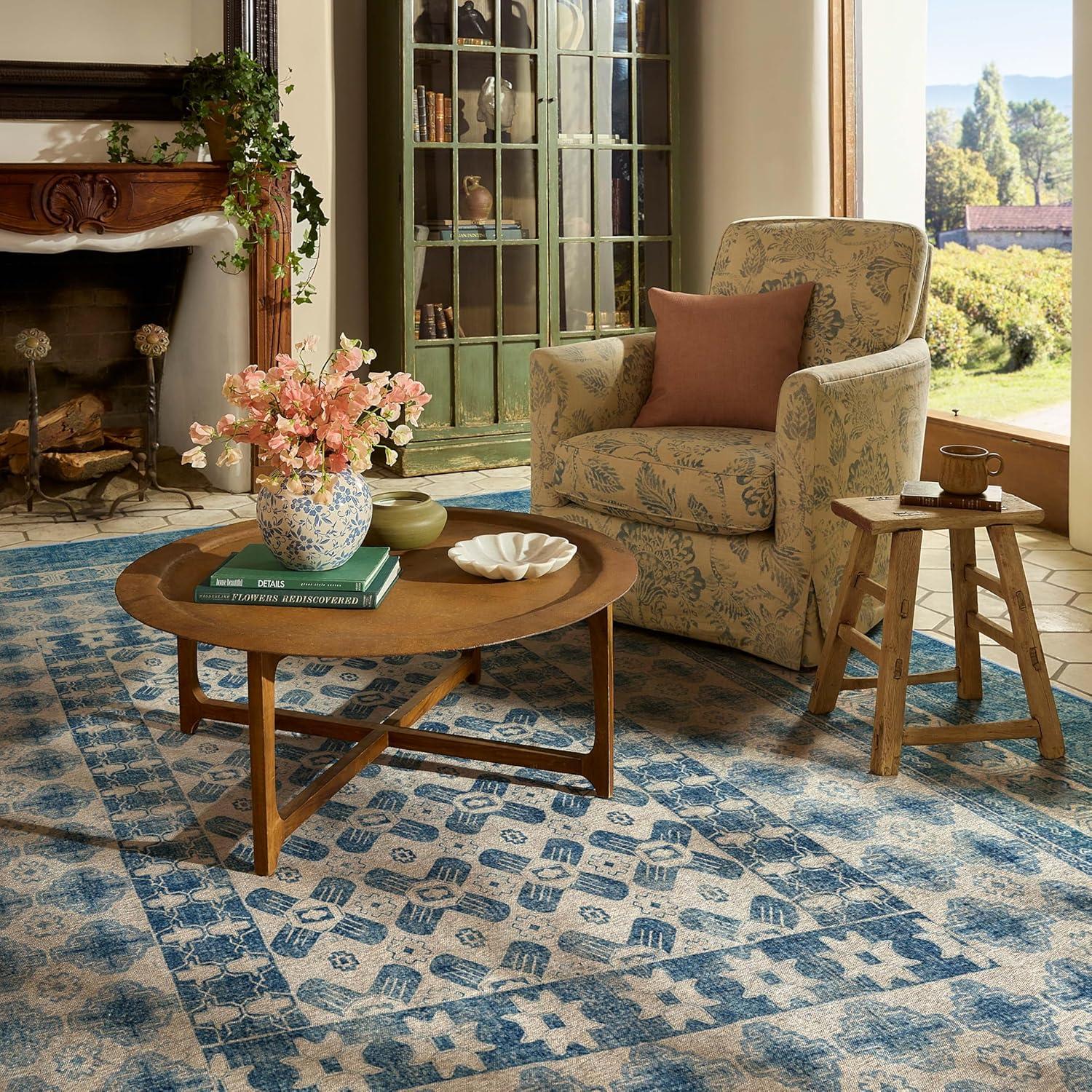 imageRUGGABLE Machine Washable Area Rug Founders Cyrus Black 2x3 StainResistant NonSlip Small Washable Rugs for Living Room Bedroom Hallway Entryway ampamp Officewith Standard PadCyrus Ocean Ivory Cushioned Pad