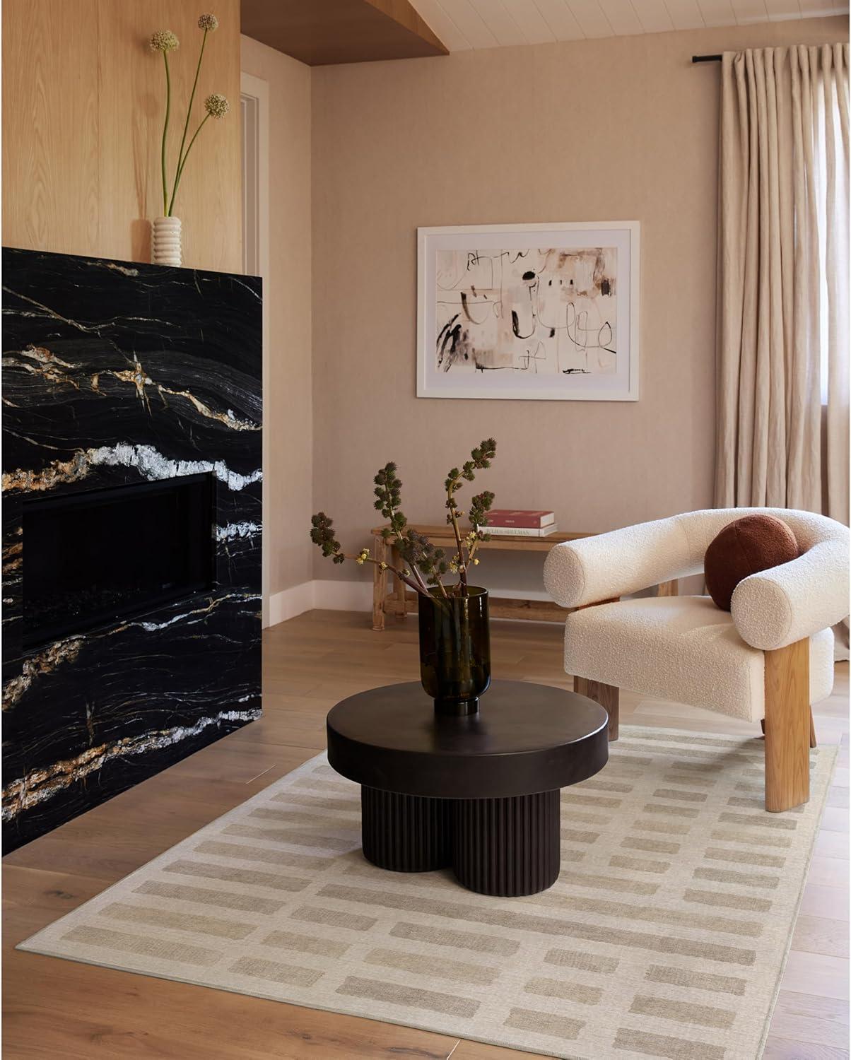 imageRUGGABLE Machine Washable Area Rug Founders Cyrus Black 2x3 StainResistant NonSlip Small Washable Rugs for Living Room Bedroom Hallway Entryway ampamp Officewith Standard PadLaine Ivory Natural Cushioned Pad