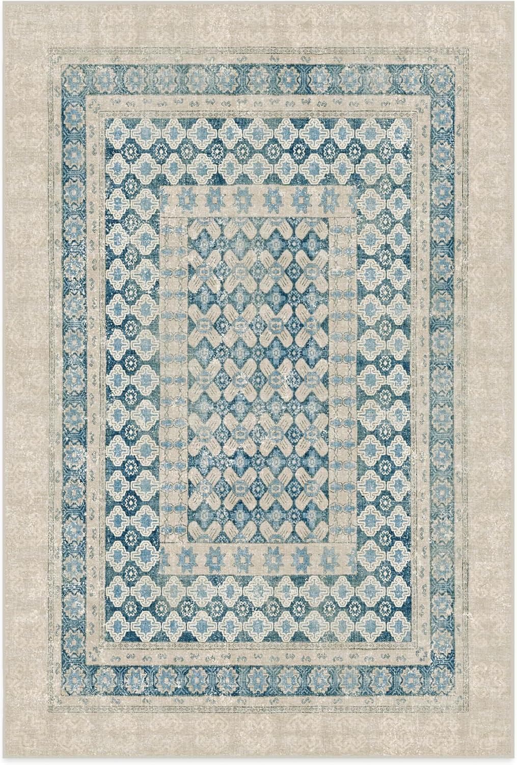 imageRUGGABLE Machine Washable Area Rug Founders Cyrus Black 2x3 StainResistant NonSlip Small Washable Rugs for Living Room Bedroom Hallway Entryway ampamp Officewith Standard PadCyrus Neutral Blue Standard Pad