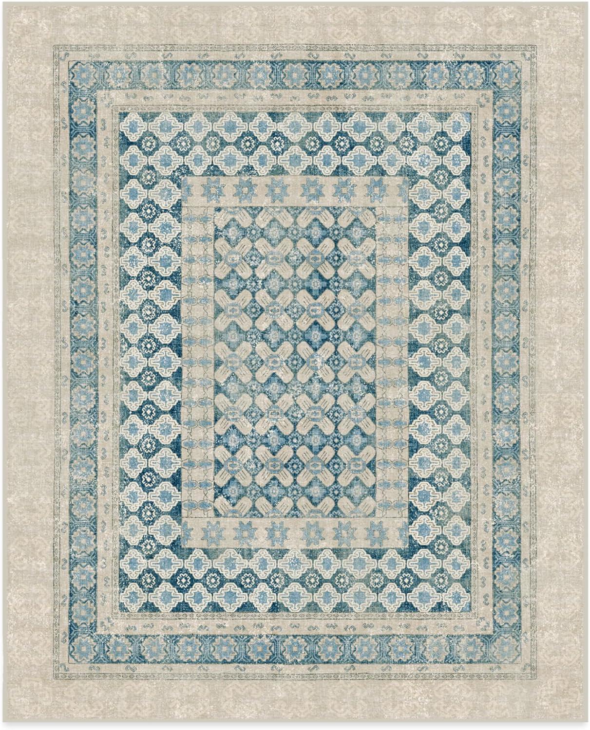 imageRUGGABLE Machine Washable Area Rug Founders Cyrus Black 2x3 StainResistant NonSlip Small Washable Rugs for Living Room Bedroom Hallway Entryway ampamp Officewith Standard PadCyrus Neutral Blue Standard Pad