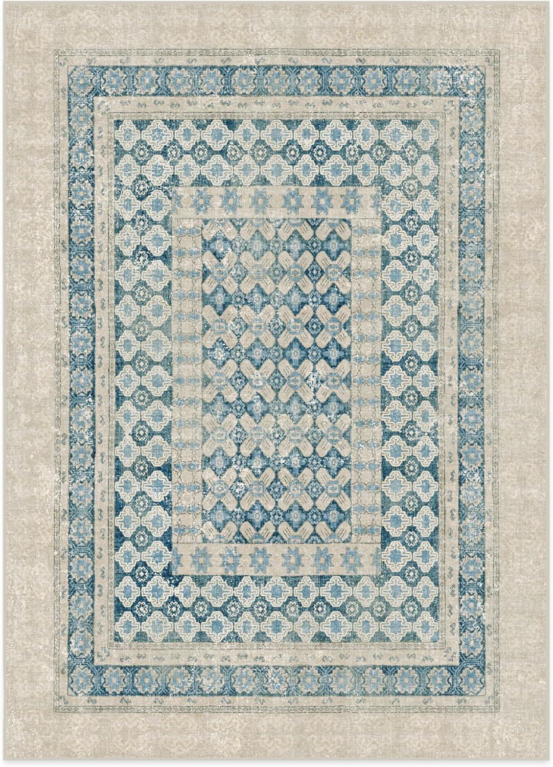 imageRUGGABLE Machine Washable Area Rug Founders Cyrus Black 2x3 StainResistant NonSlip Small Washable Rugs for Living Room Bedroom Hallway Entryway ampamp Officewith Standard PadCyrus Neutral Blue Cushioned Pad