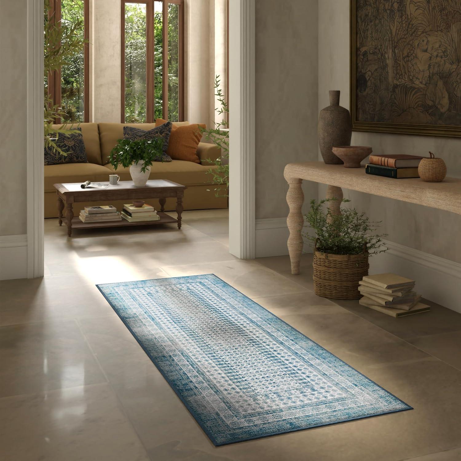 imageRUGGABLE Machine Washable Area Rug Founders Cyrus Black 2x3 StainResistant NonSlip Small Washable Rugs for Living Room Bedroom Hallway Entryway ampamp Officewith Standard PadCyrus Ocean Ivory Cushioned Pad