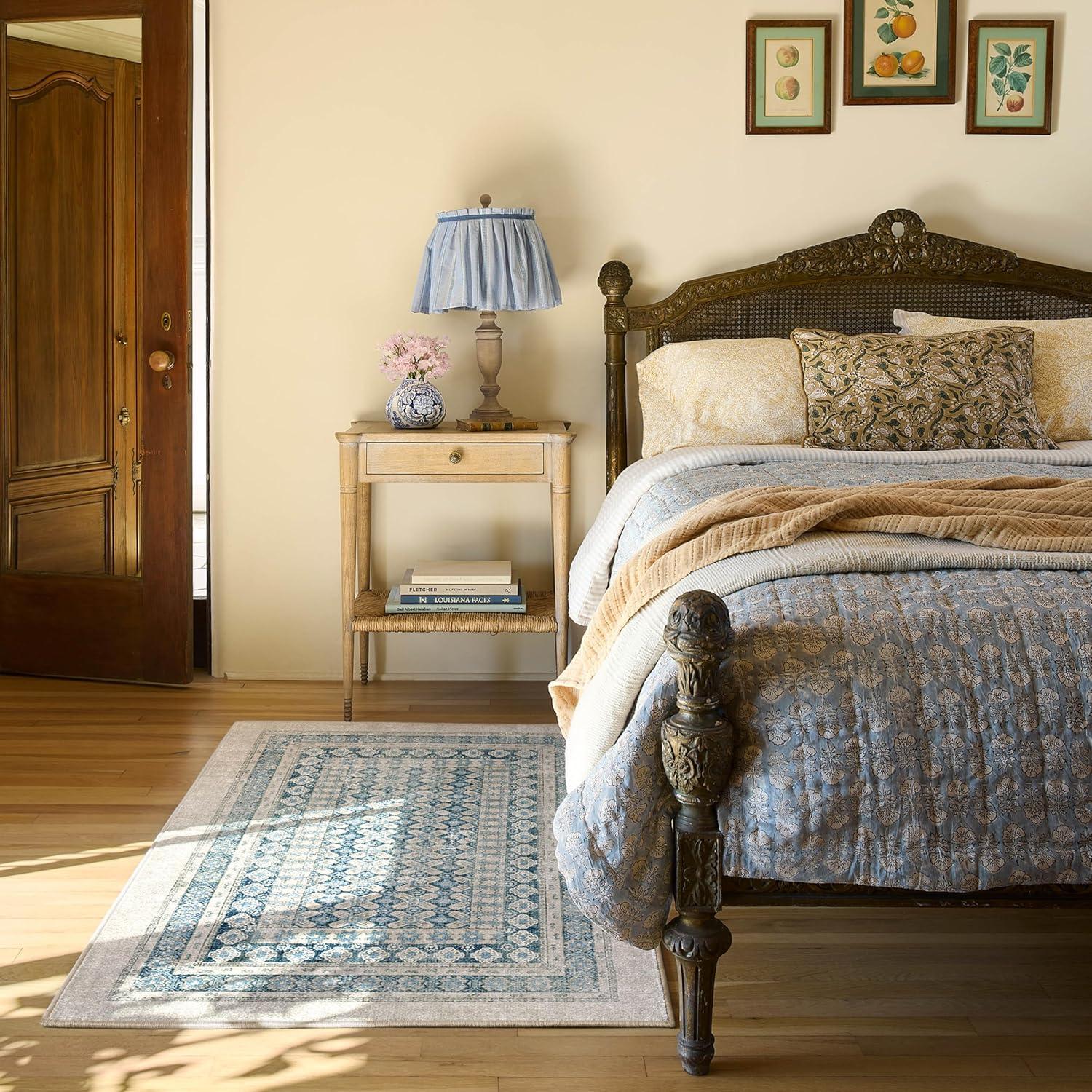 imageRUGGABLE Machine Washable Area Rug Founders Cyrus Black 2x3 StainResistant NonSlip Small Washable Rugs for Living Room Bedroom Hallway Entryway ampamp Officewith Standard PadCyrus Neutral Blue Standard Pad