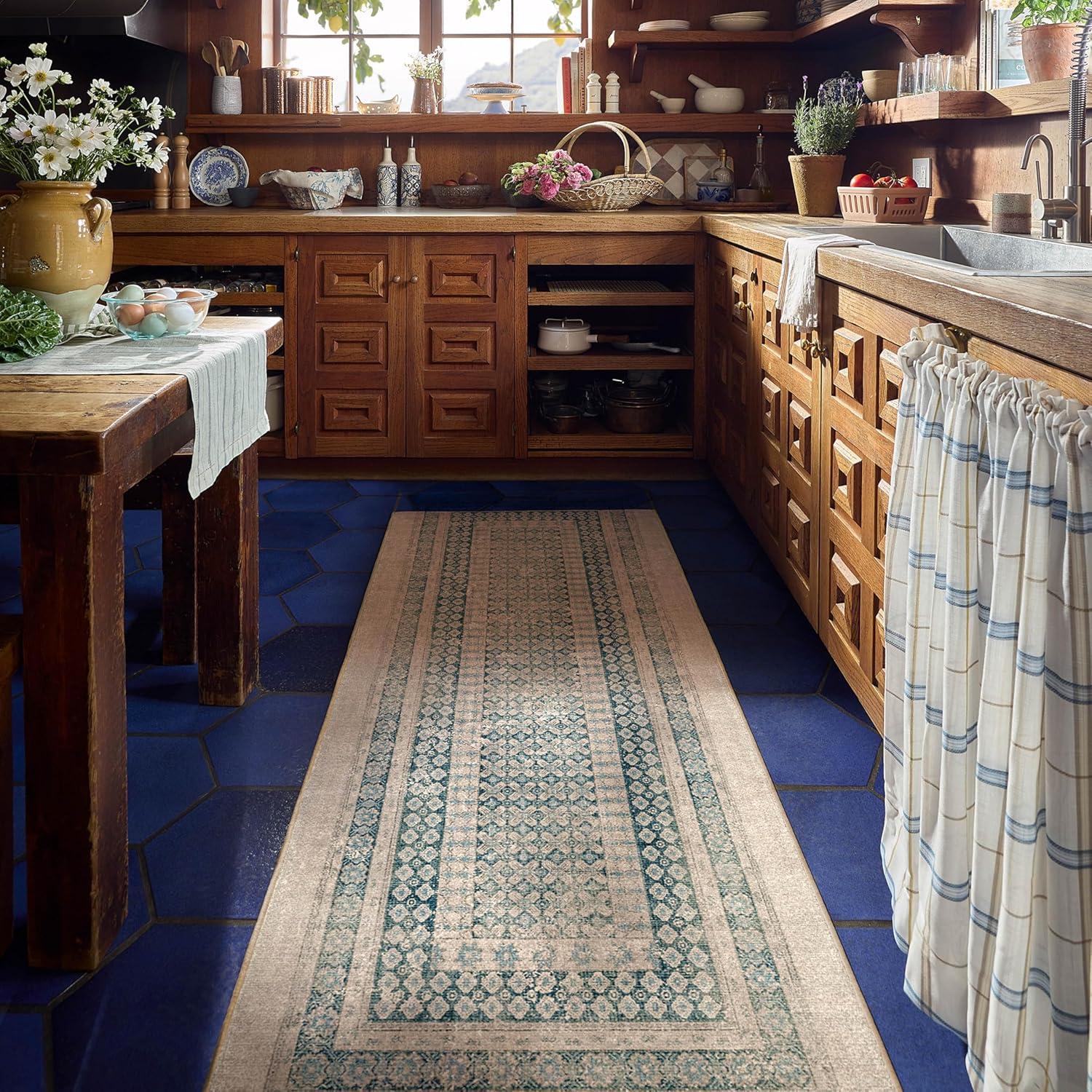 imageRUGGABLE Machine Washable Area Rug Founders Cyrus Black 2x3 StainResistant NonSlip Small Washable Rugs for Living Room Bedroom Hallway Entryway ampamp Officewith Standard PadCyrus Neutral Blue Standard Pad