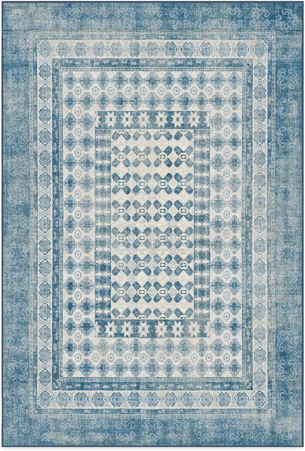 imageRUGGABLE Machine Washable Area Rug Founders Cyrus Black 2x3 StainResistant NonSlip Small Washable Rugs for Living Room Bedroom Hallway Entryway ampamp Officewith Standard PadCyrus Ocean Ivory Cushioned Pad