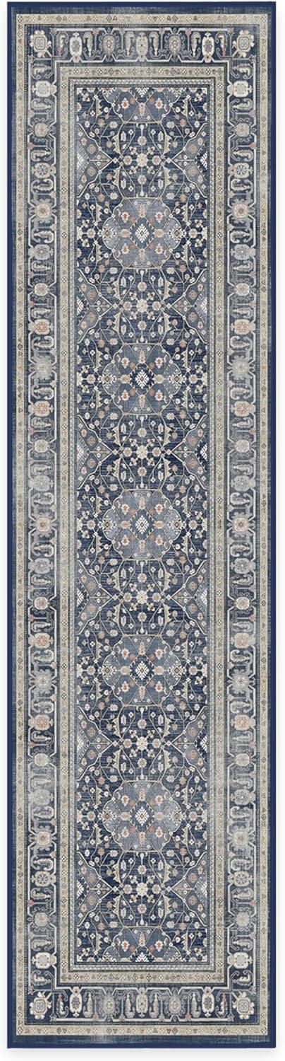 imageRUGGABLE Washable Area Rug Alessia Dark Wood 2x3 StainResistant NonSlip Small Machine Washable Rugs for Living Room Bedroom Hallway Entryway ampamp Bathroomwith Standard PadDusk Blue Standard Pad
