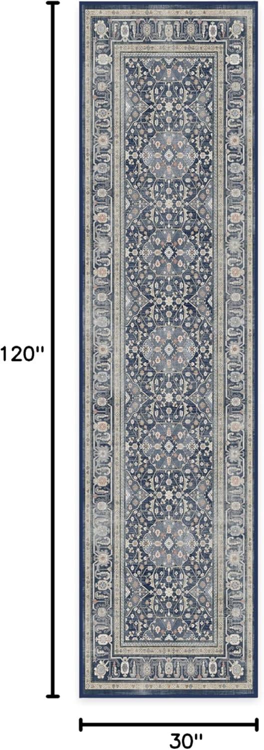 imageRUGGABLE Washable Area Rug Alessia Dark Wood 2x3 StainResistant NonSlip Small Machine Washable Rugs for Living Room Bedroom Hallway Entryway ampamp Bathroomwith Standard PadDusk Blue Cushioned Pad