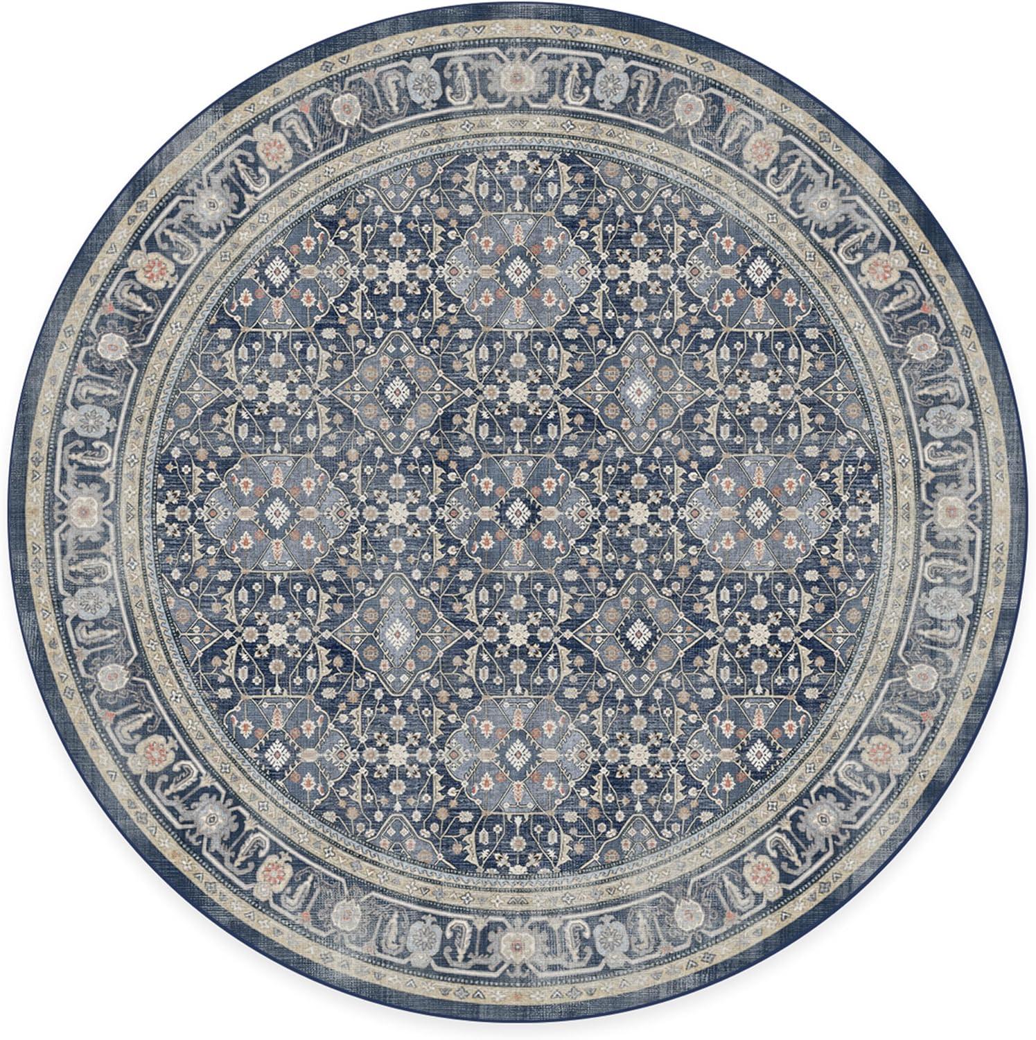 imageRUGGABLE Washable Area Rug Alessia Dark Wood 2x3 StainResistant NonSlip Small Machine Washable Rugs for Living Room Bedroom Hallway Entryway ampamp Bathroomwith Standard PadDusk Blue Standard Pad