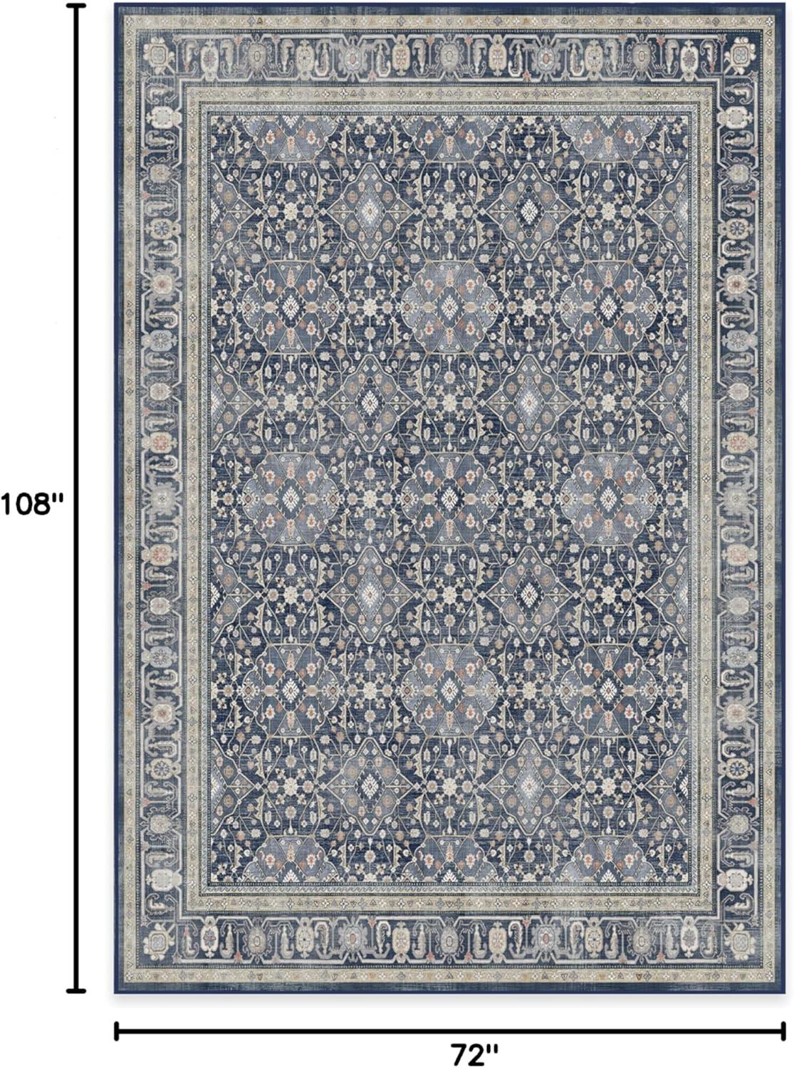 imageRUGGABLE Washable Area Rug Alessia Dark Wood 2x3 StainResistant NonSlip Small Machine Washable Rugs for Living Room Bedroom Hallway Entryway ampamp Bathroomwith Standard PadDusk Blue Cushioned Pad