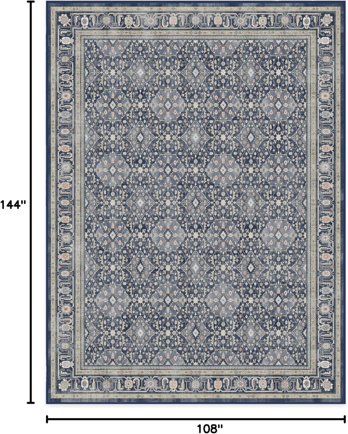 imageRUGGABLE Washable Area Rug Alessia Dark Wood 2x3 StainResistant NonSlip Small Machine Washable Rugs for Living Room Bedroom Hallway Entryway ampamp Bathroomwith Standard PadDusk Blue Standard Pad