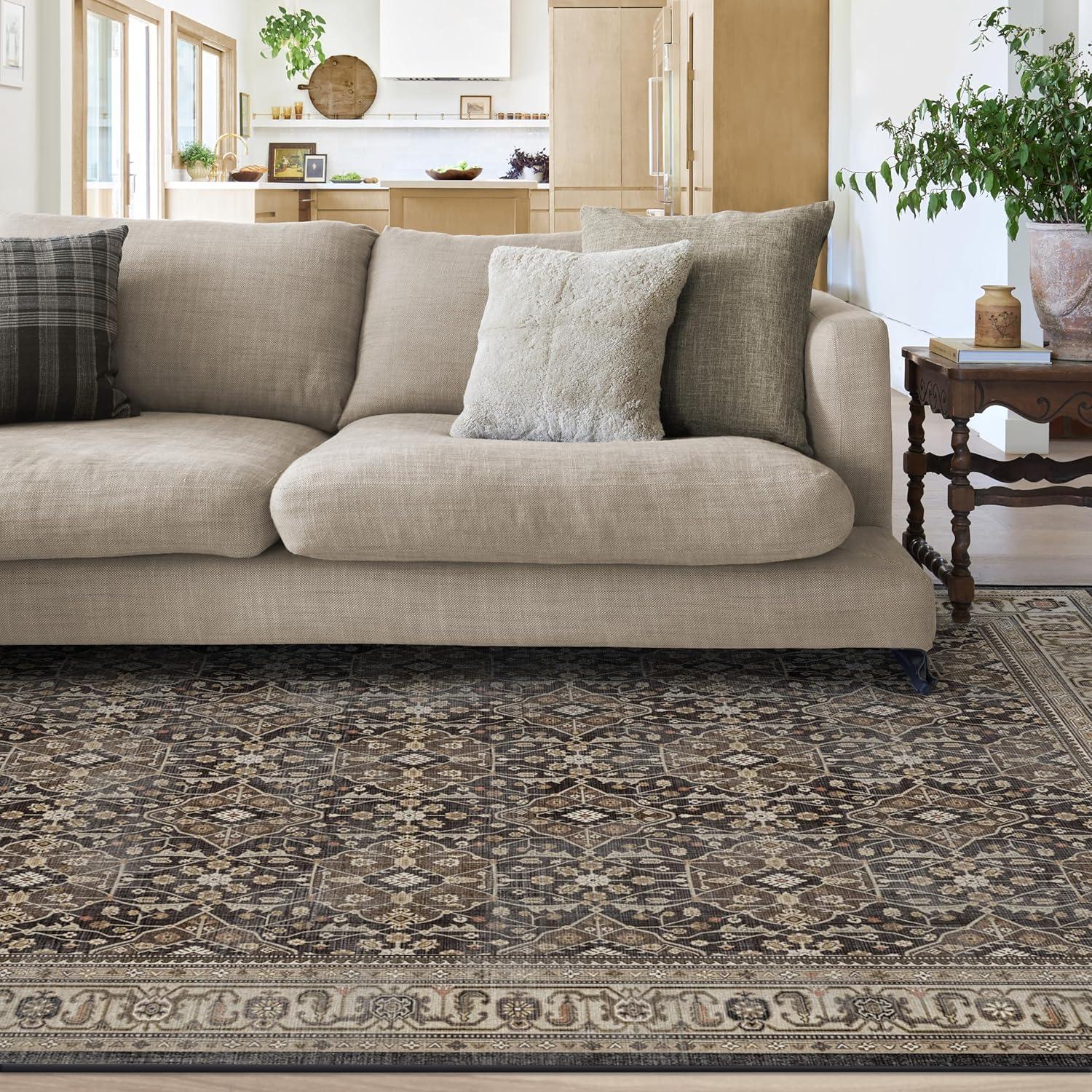 imageRUGGABLE Washable Area Rug Alessia Dark Wood 2x3 StainResistant NonSlip Small Machine Washable Rugs for Living Room Bedroom Hallway Entryway ampamp Bathroomwith Standard PadDark Wood Standard Pad