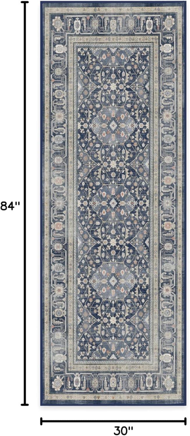 imageRUGGABLE Washable Area Rug Alessia Dark Wood 2x3 StainResistant NonSlip Small Machine Washable Rugs for Living Room Bedroom Hallway Entryway ampamp Bathroomwith Standard PadDusk Blue Cushioned Pad