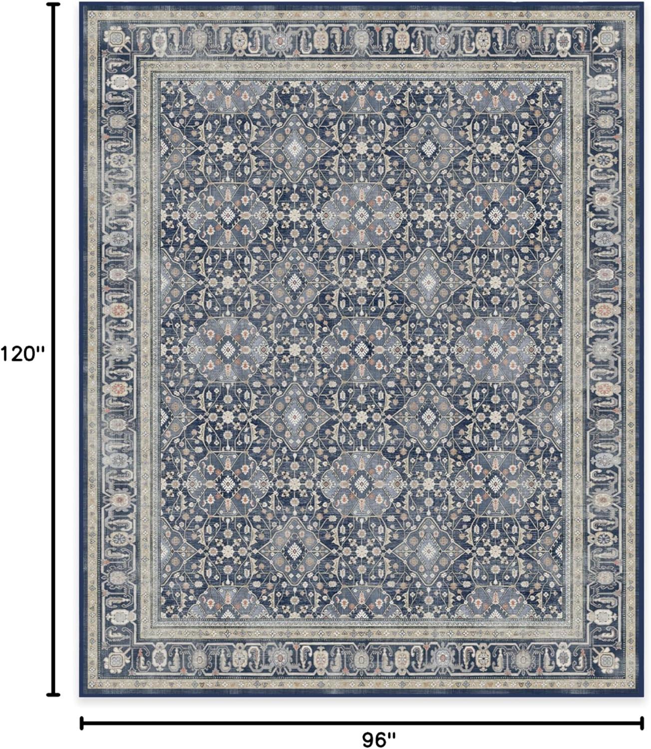 imageRUGGABLE Washable Area Rug Alessia Dark Wood 2x3 StainResistant NonSlip Small Machine Washable Rugs for Living Room Bedroom Hallway Entryway ampamp Bathroomwith Standard PadDusk Blue Cushioned Pad