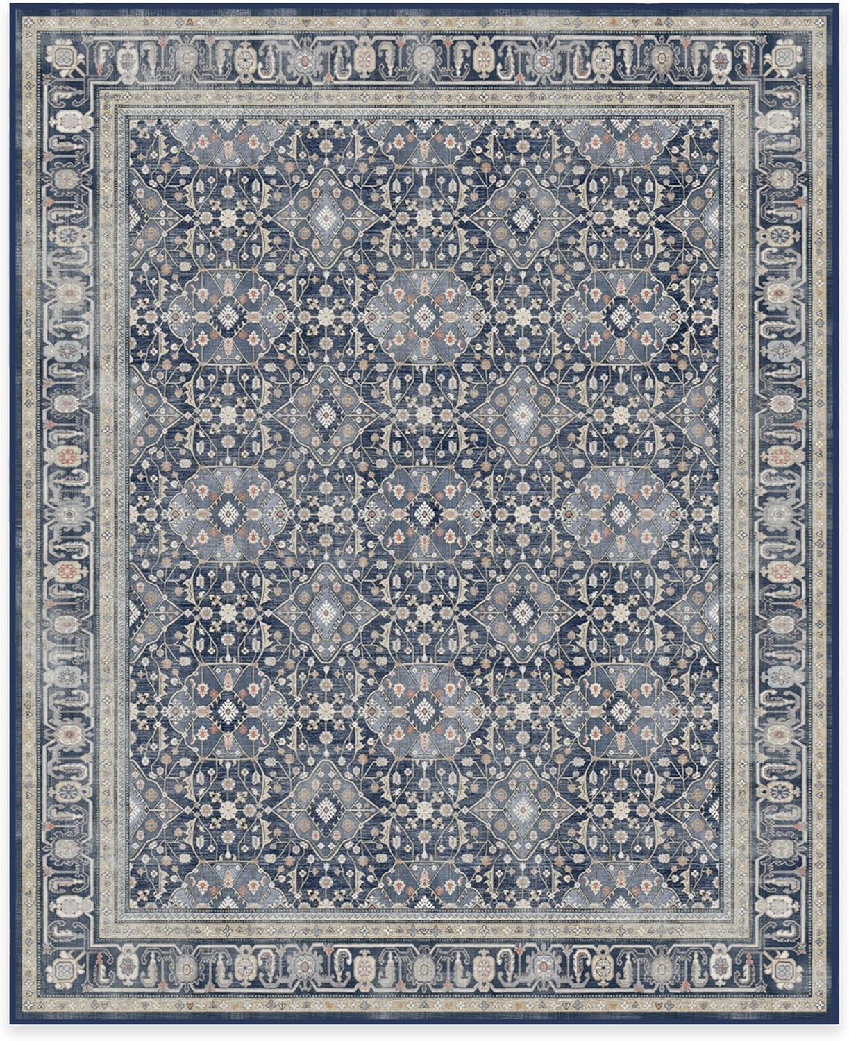 imageRUGGABLE Washable Area Rug Alessia Dark Wood 2x3 StainResistant NonSlip Small Machine Washable Rugs for Living Room Bedroom Hallway Entryway ampamp Bathroomwith Standard PadDusk Blue Cushioned Pad