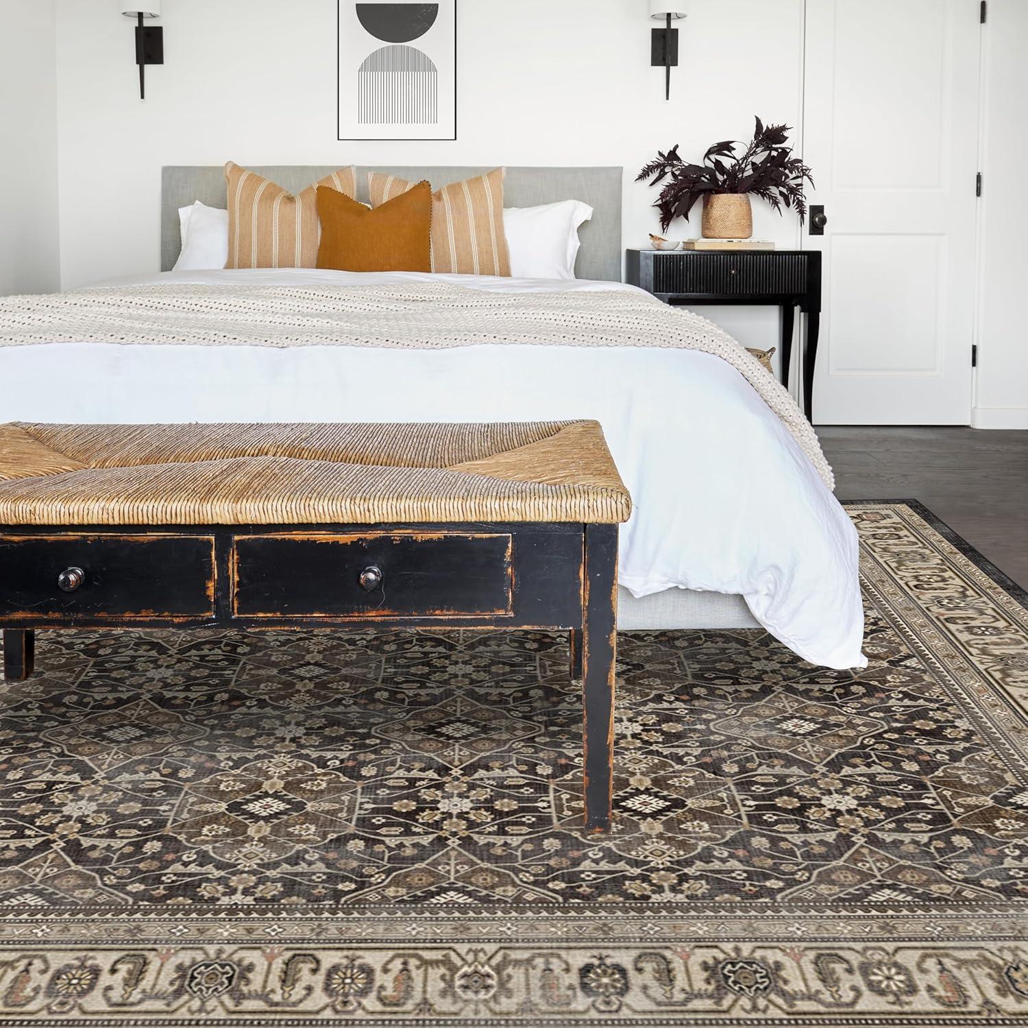 imageRUGGABLE Washable Area Rug Alessia Dark Wood 2x3 StainResistant NonSlip Small Machine Washable Rugs for Living Room Bedroom Hallway Entryway ampamp Bathroomwith Standard PadDark Wood Standard Pad