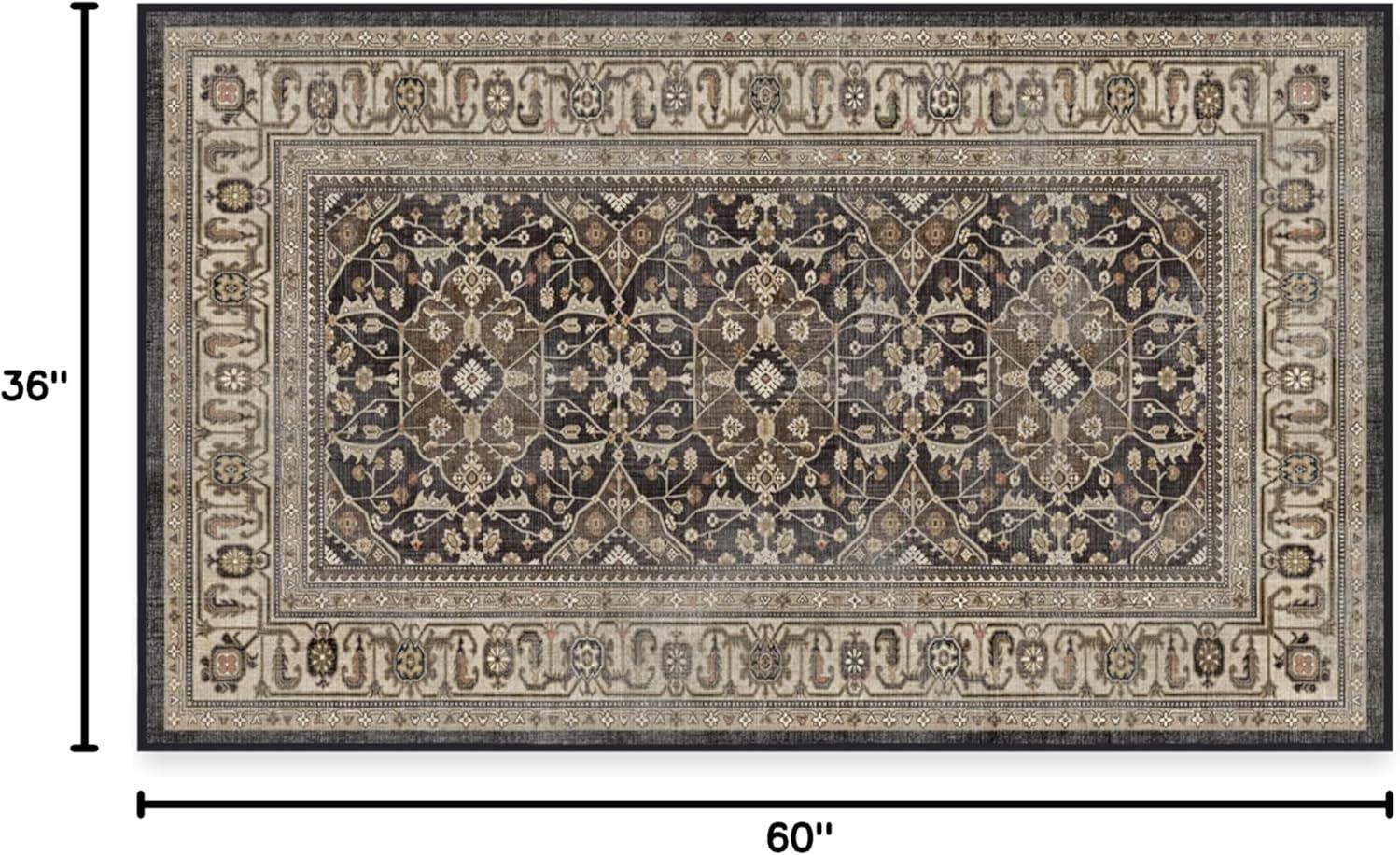 imageRUGGABLE Washable Area Rug Alessia Dark Wood 2x3 StainResistant NonSlip Small Machine Washable Rugs for Living Room Bedroom Hallway Entryway ampamp Bathroomwith Standard PadDark Wood Standard Pad