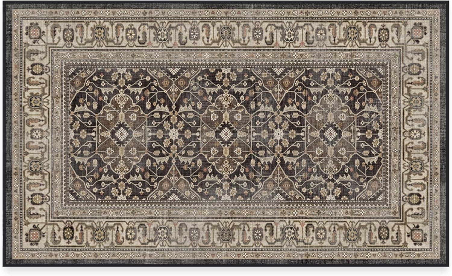 imageRUGGABLE Washable Area Rug Alessia Dark Wood 2x3 StainResistant NonSlip Small Machine Washable Rugs for Living Room Bedroom Hallway Entryway ampamp Bathroomwith Standard PadDark Wood Standard Pad