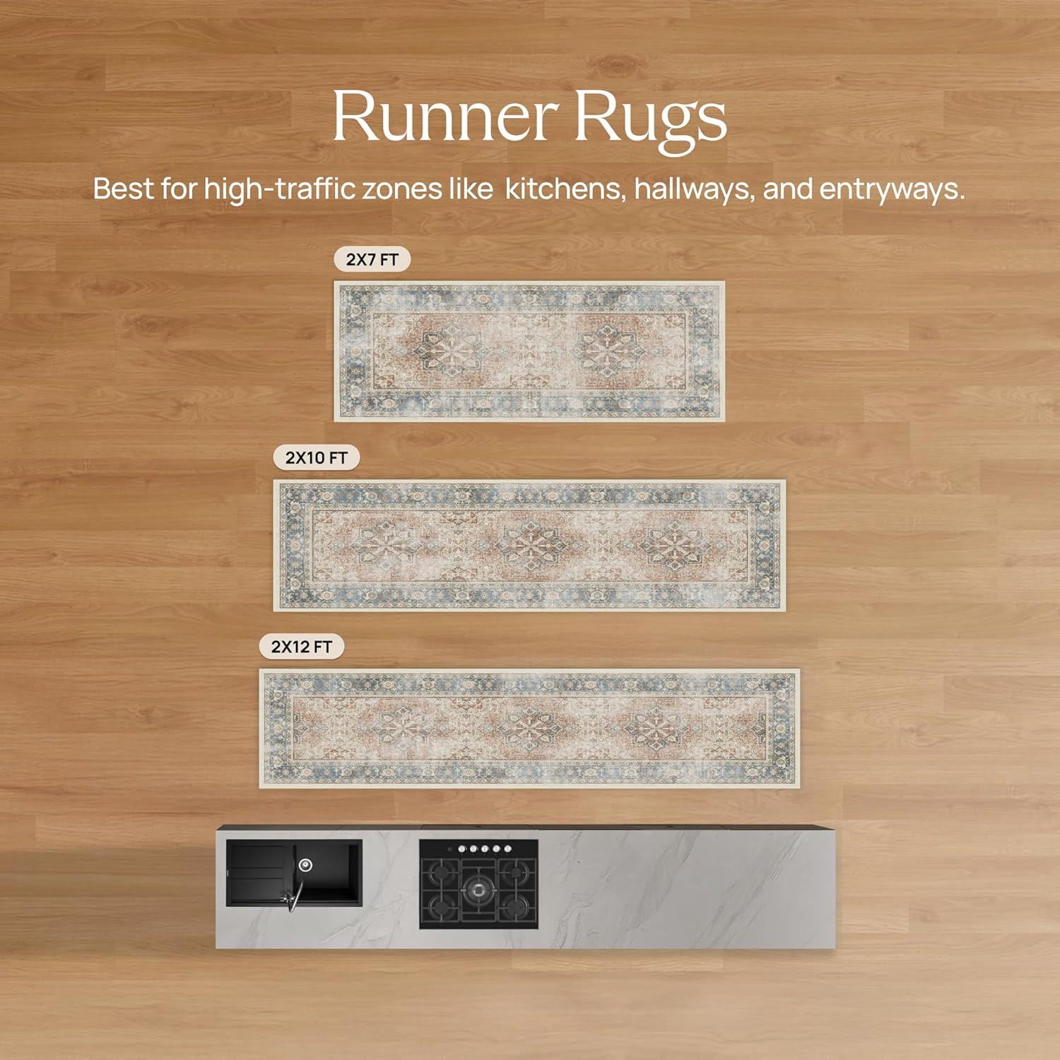 imageRUGGABLE Washable Area Rug Alessia Dark Wood 2x3 StainResistant NonSlip Small Machine Washable Rugs for Living Room Bedroom Hallway Entryway ampamp Bathroomwith Standard PadDusk Blue Cushioned Pad