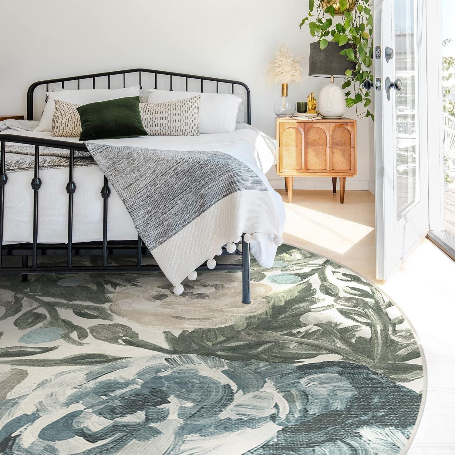 imageRUGGABLE Washable Area Rug Camellia Midnight 3x5 StainResistant NonSlip Small Machine Washable Rugs for Living Room Bedroom Hallway Entryway ampamp Officewith Standard PadJade Cushioned Pad