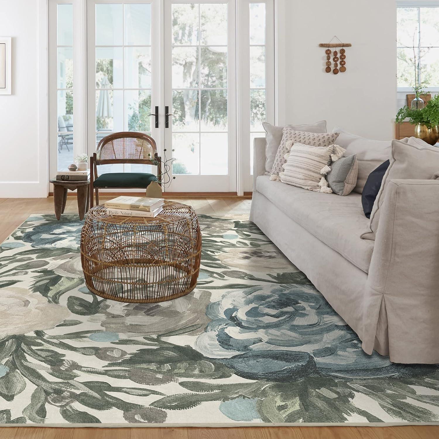 imageRUGGABLE Washable Area Rug Camellia Midnight 3x5 StainResistant NonSlip Small Machine Washable Rugs for Living Room Bedroom Hallway Entryway ampamp Officewith Standard PadJade Cushioned Pad