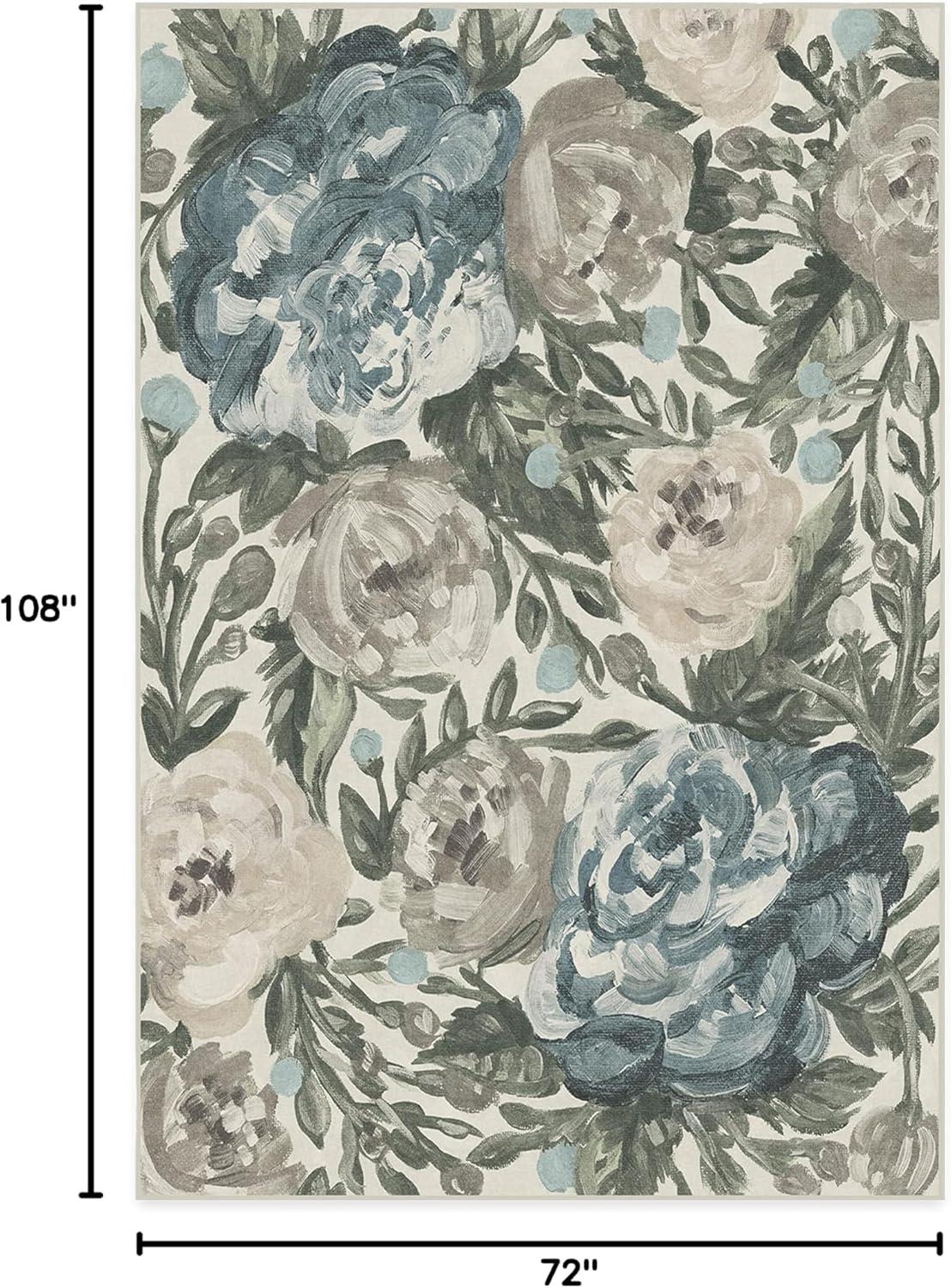 imageRUGGABLE Washable Area Rug Camellia Midnight 3x5 StainResistant NonSlip Small Machine Washable Rugs for Living Room Bedroom Hallway Entryway ampamp Officewith Standard PadJade Standard Pad