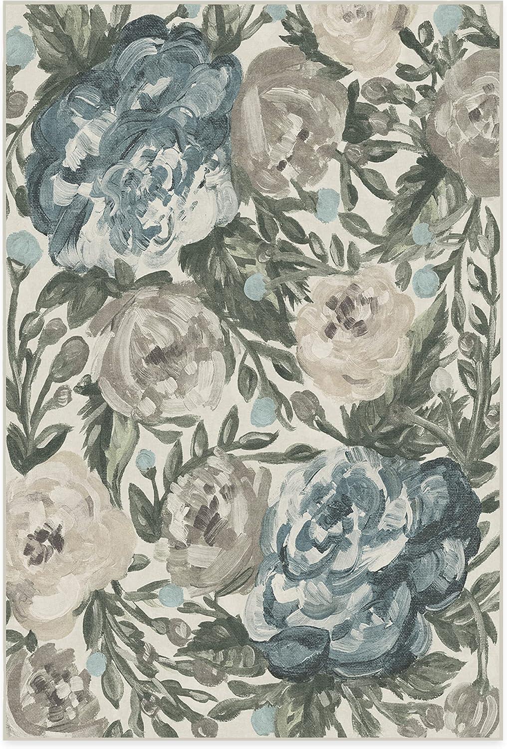 imageRUGGABLE Washable Area Rug Camellia Midnight 3x5 StainResistant NonSlip Small Machine Washable Rugs for Living Room Bedroom Hallway Entryway ampamp Officewith Standard PadJade Standard Pad