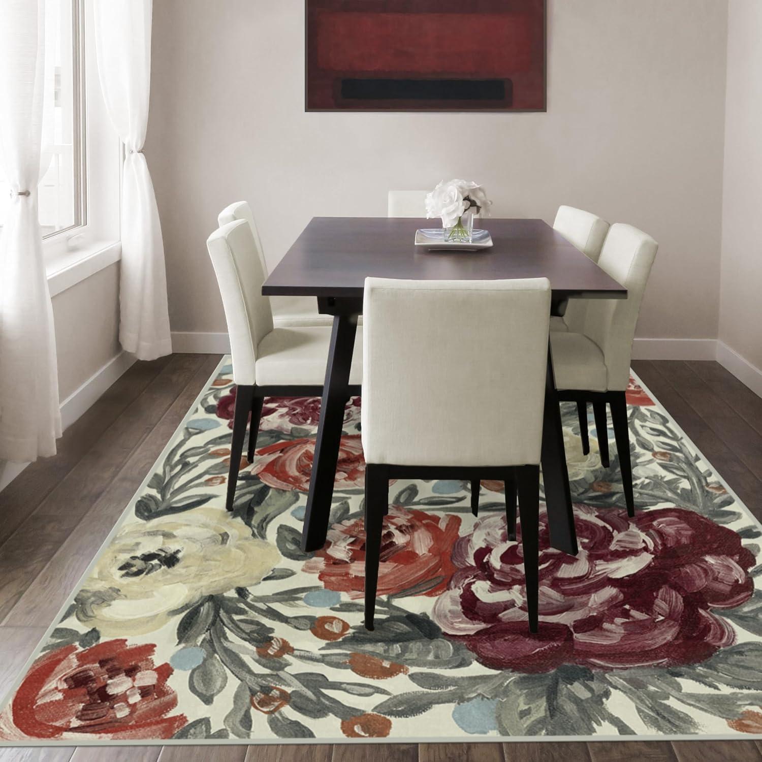 imageRUGGABLE Washable Area Rug Camellia Midnight 3x5 StainResistant NonSlip Small Machine Washable Rugs for Living Room Bedroom Hallway Entryway ampamp Officewith Standard PadCurrant Standard Pad