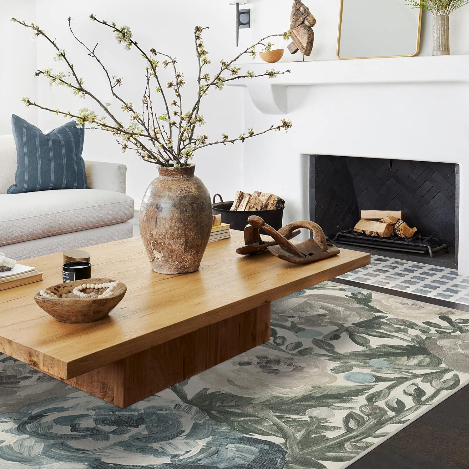 imageRUGGABLE Washable Area Rug Camellia Midnight 3x5 StainResistant NonSlip Small Machine Washable Rugs for Living Room Bedroom Hallway Entryway ampamp Officewith Standard PadJade Cushioned Pad