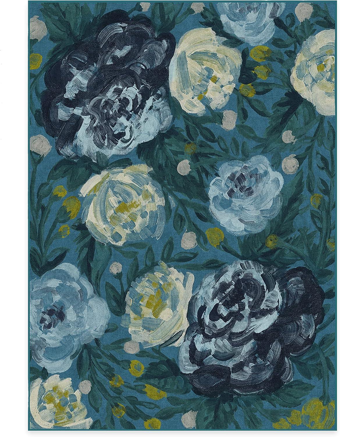 imageRUGGABLE Washable Area Rug Camellia Midnight 3x5 StainResistant NonSlip Small Machine Washable Rugs for Living Room Bedroom Hallway Entryway ampamp Officewith Standard PadMidnight Standard Pad