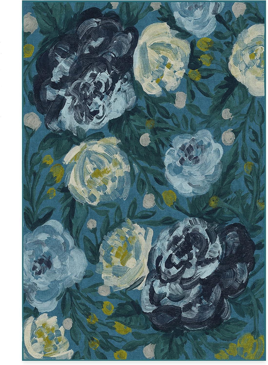 imageRUGGABLE Washable Area Rug Camellia Midnight 3x5 StainResistant NonSlip Small Machine Washable Rugs for Living Room Bedroom Hallway Entryway ampamp Officewith Standard PadMidnight Standard Pad