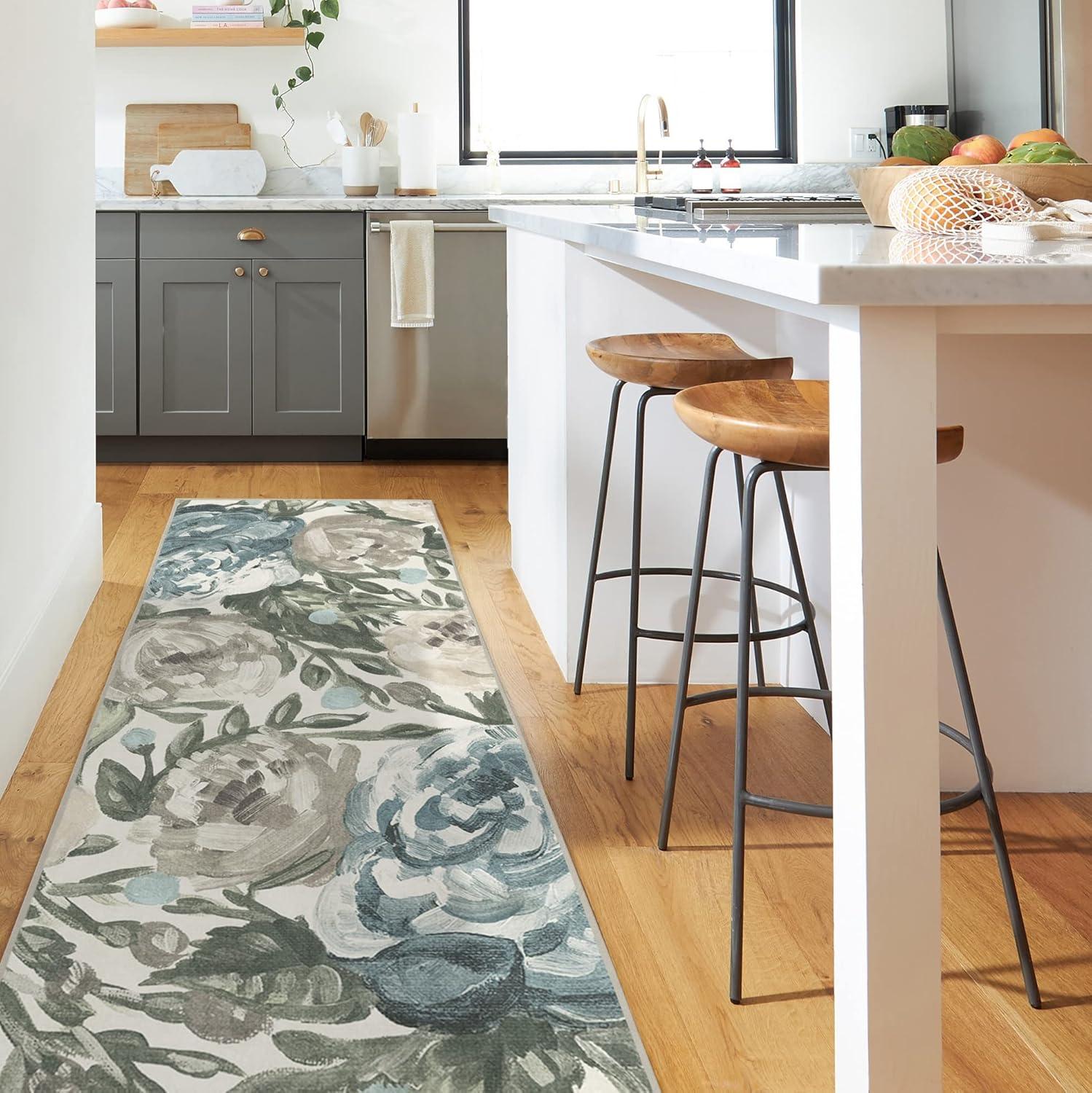 imageRUGGABLE Washable Area Rug Camellia Midnight 3x5 StainResistant NonSlip Small Machine Washable Rugs for Living Room Bedroom Hallway Entryway ampamp Officewith Standard PadJade Cushioned Pad