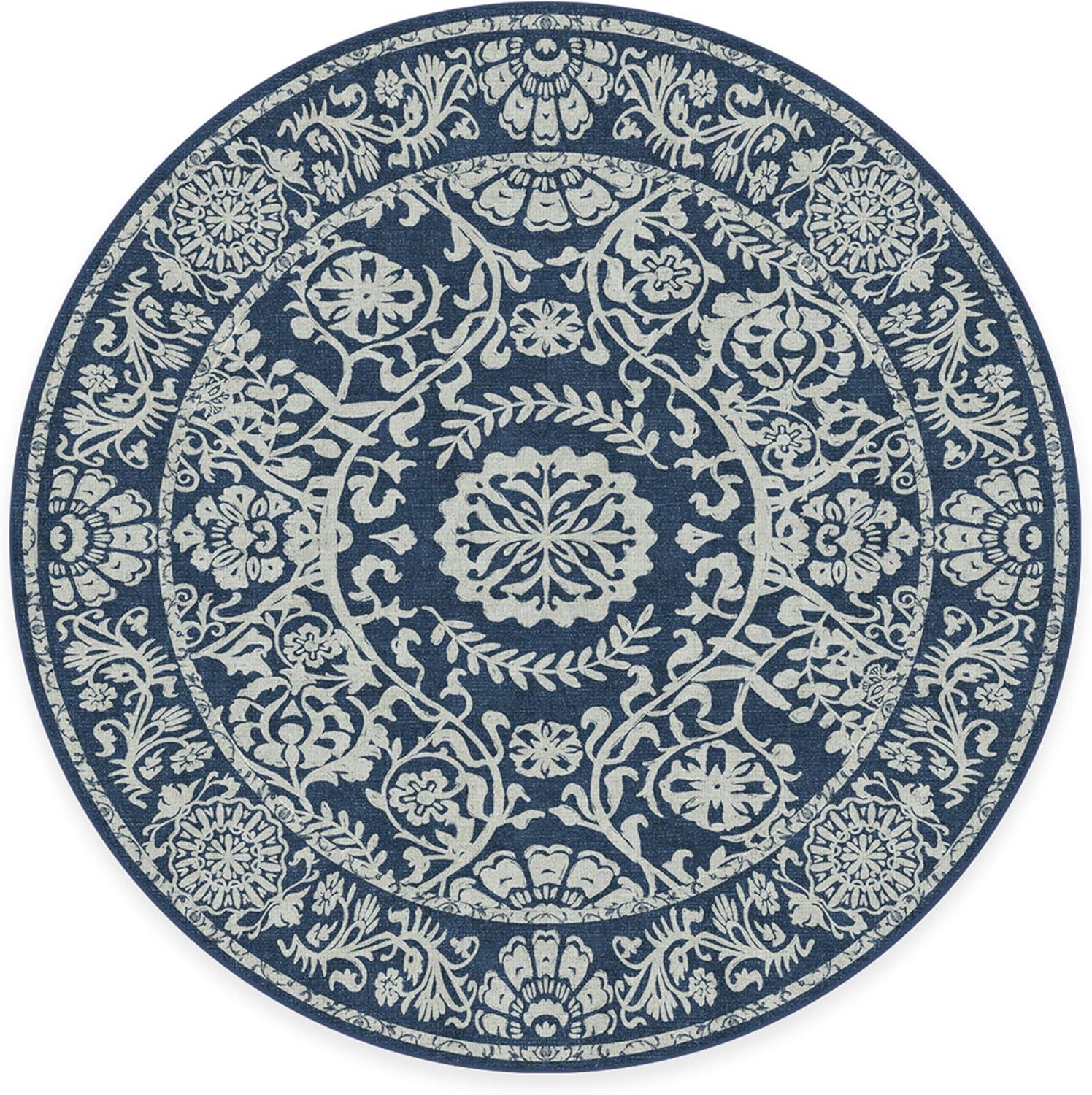 imageRUGGABLE Washable Area Rug Delphina Delft Blue 6x9 StainResistant NonSlip Medium Machine Washable Rugs for Living Room Bedroom Hallway Entryway ampamp Officewith Standard PadNavy Blue Cushioned Pad