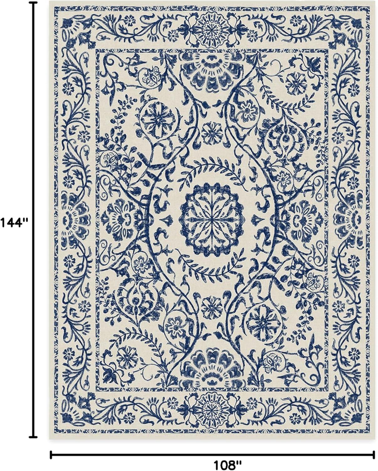 imageRUGGABLE Washable Area Rug Delphina Delft Blue 6x9 StainResistant NonSlip Medium Machine Washable Rugs for Living Room Bedroom Hallway Entryway ampamp Officewith Standard PadDelft Blue Cushioned Pad