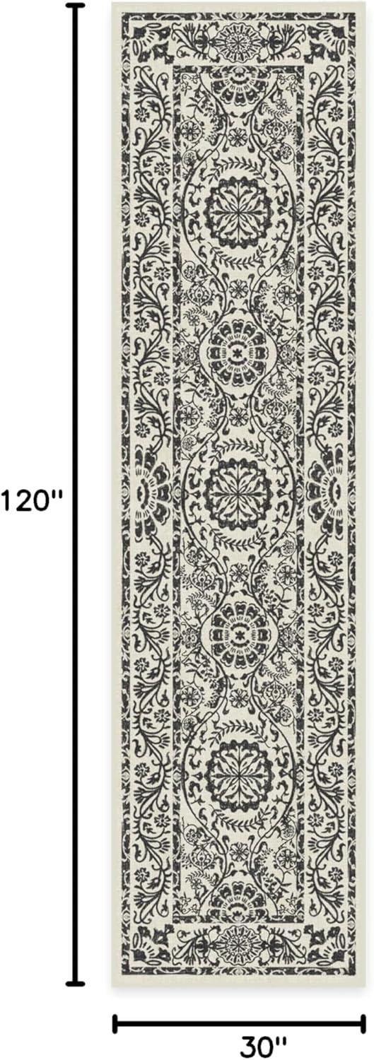 imageRUGGABLE Washable Area Rug Delphina Delft Blue 6x9 StainResistant NonSlip Medium Machine Washable Rugs for Living Room Bedroom Hallway Entryway ampamp Officewith Standard PadBlack White Cushioned Pad