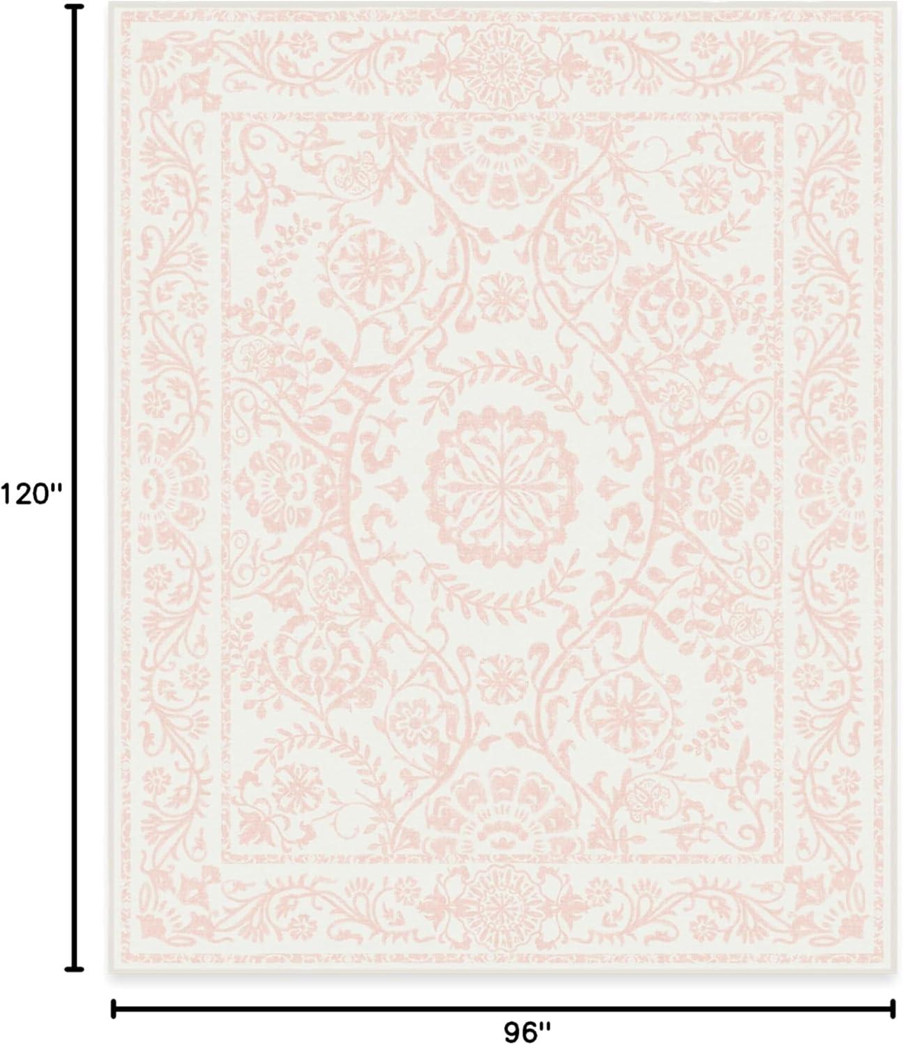imageRUGGABLE Washable Area Rug Delphina Delft Blue 6x9 StainResistant NonSlip Medium Machine Washable Rugs for Living Room Bedroom Hallway Entryway ampamp Officewith Standard PadPowder Pink Cushioned Pad