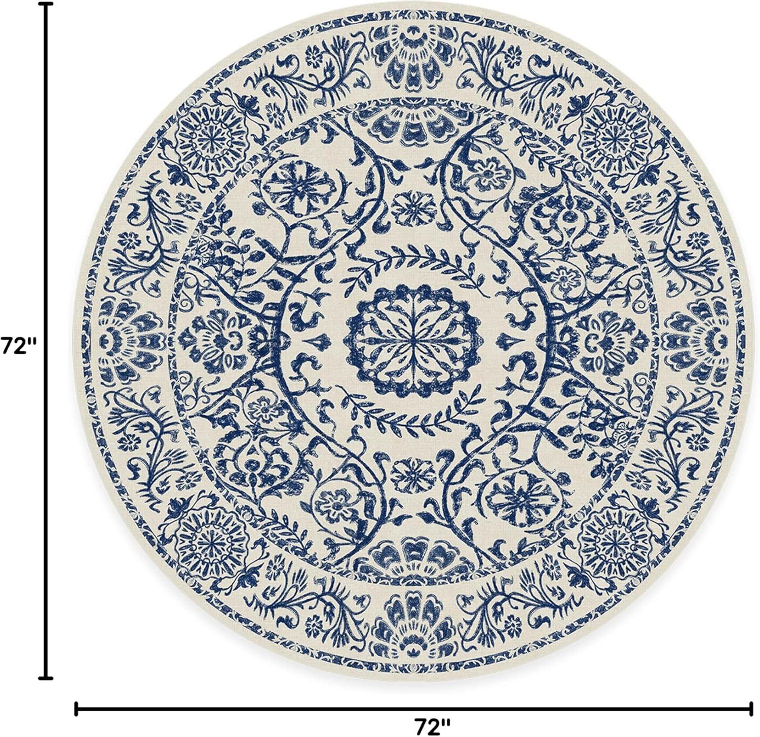 imageRUGGABLE Washable Area Rug Delphina Delft Blue 6x9 StainResistant NonSlip Medium Machine Washable Rugs for Living Room Bedroom Hallway Entryway ampamp Officewith Standard PadDelft Blue Cushioned Pad