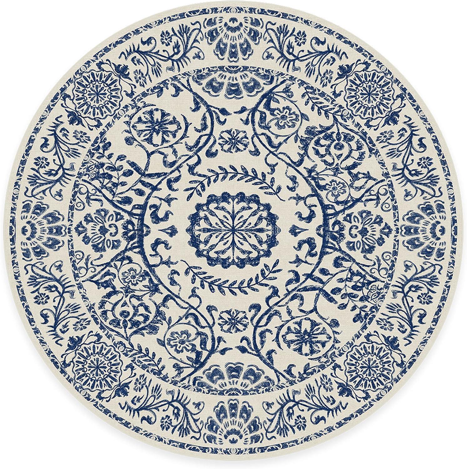 imageRUGGABLE Washable Area Rug Delphina Delft Blue 6x9 StainResistant NonSlip Medium Machine Washable Rugs for Living Room Bedroom Hallway Entryway ampamp Officewith Standard PadDelft Blue Cushioned Pad