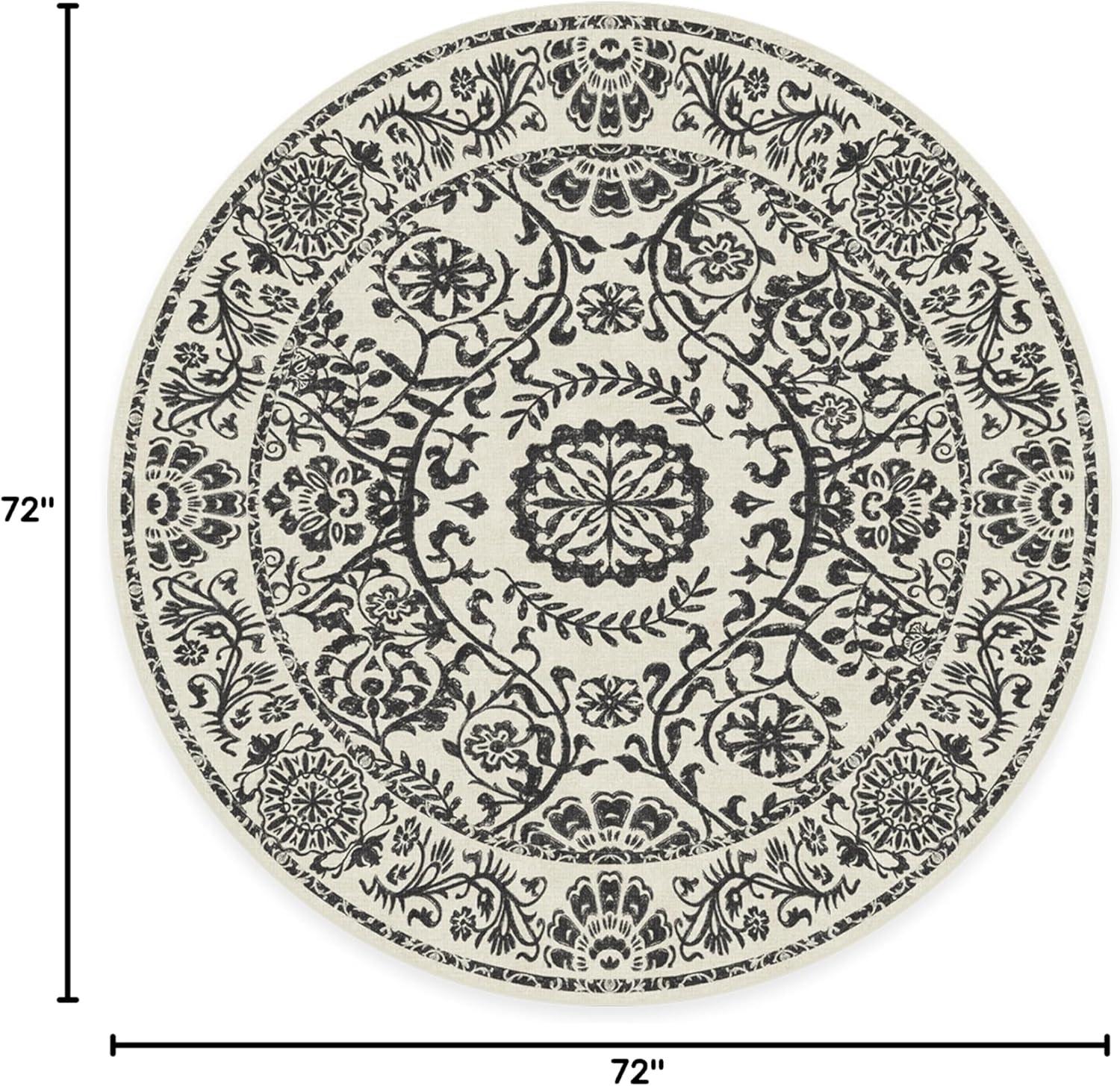 imageRUGGABLE Washable Area Rug Delphina Delft Blue 6x9 StainResistant NonSlip Medium Machine Washable Rugs for Living Room Bedroom Hallway Entryway ampamp Officewith Standard PadBlack White Standard Pad