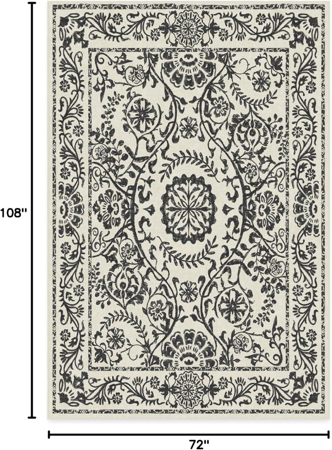 imageRUGGABLE Washable Area Rug Delphina Delft Blue 6x9 StainResistant NonSlip Medium Machine Washable Rugs for Living Room Bedroom Hallway Entryway ampamp Officewith Standard PadBlack White Cushioned Pad