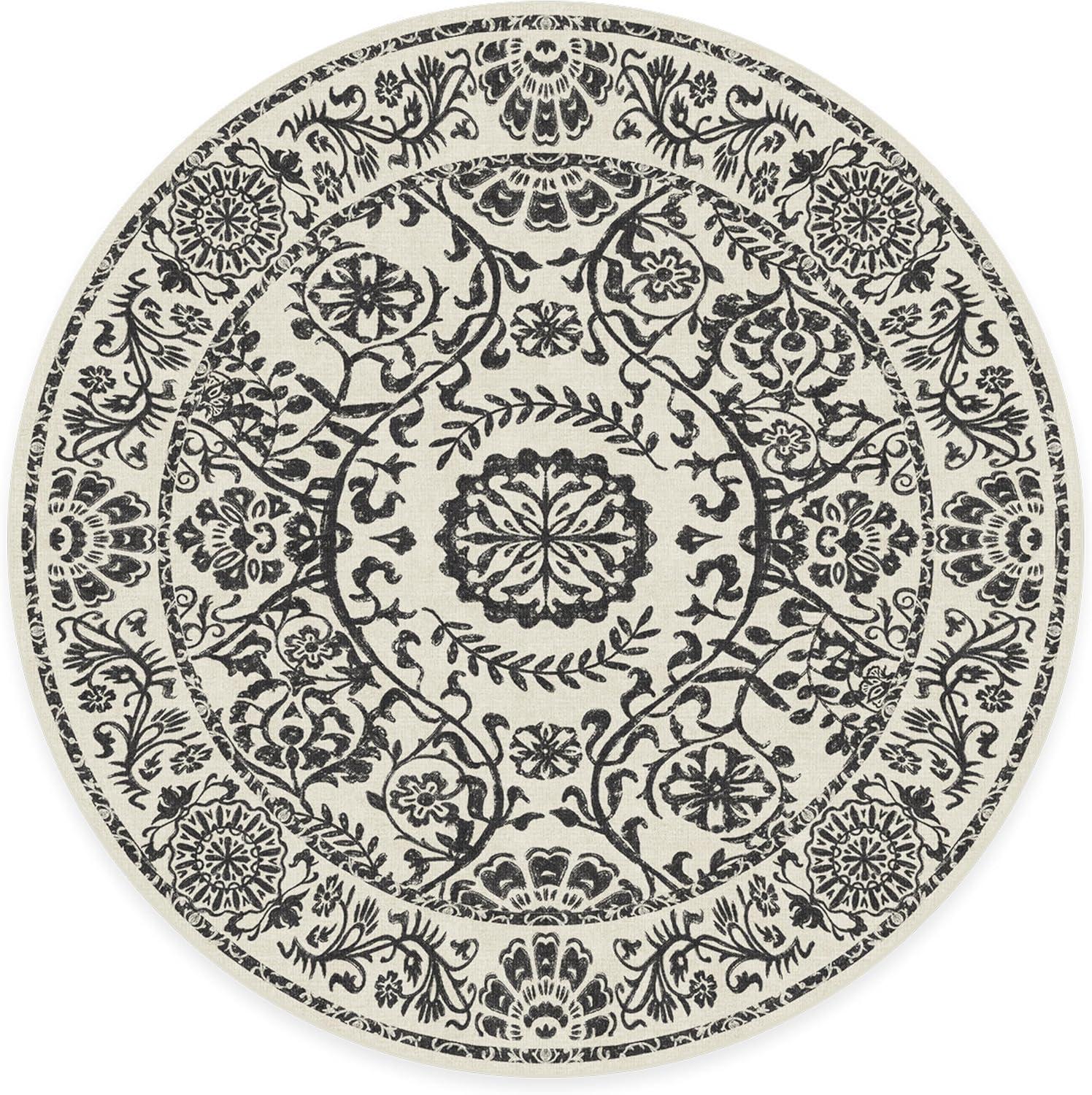 imageRUGGABLE Washable Area Rug Delphina Delft Blue 6x9 StainResistant NonSlip Medium Machine Washable Rugs for Living Room Bedroom Hallway Entryway ampamp Officewith Standard PadBlack White Cushioned Pad