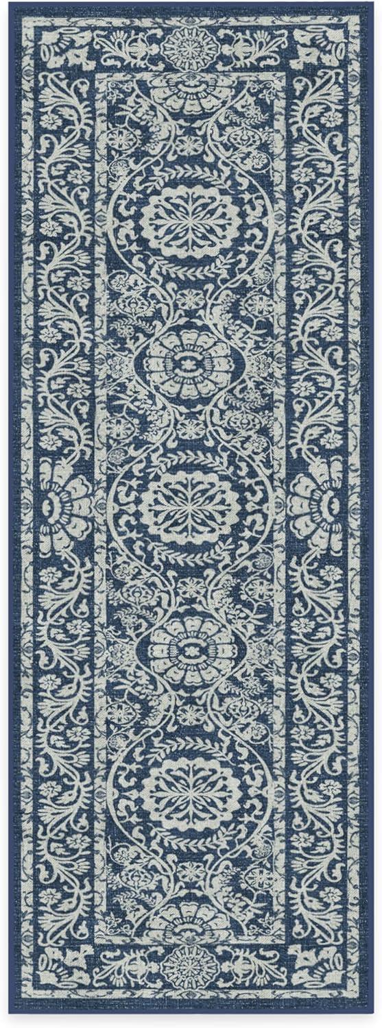 imageRUGGABLE Washable Area Rug Delphina Delft Blue 6x9 StainResistant NonSlip Medium Machine Washable Rugs for Living Room Bedroom Hallway Entryway ampamp Officewith Standard PadNavy Blue Cushioned Pad