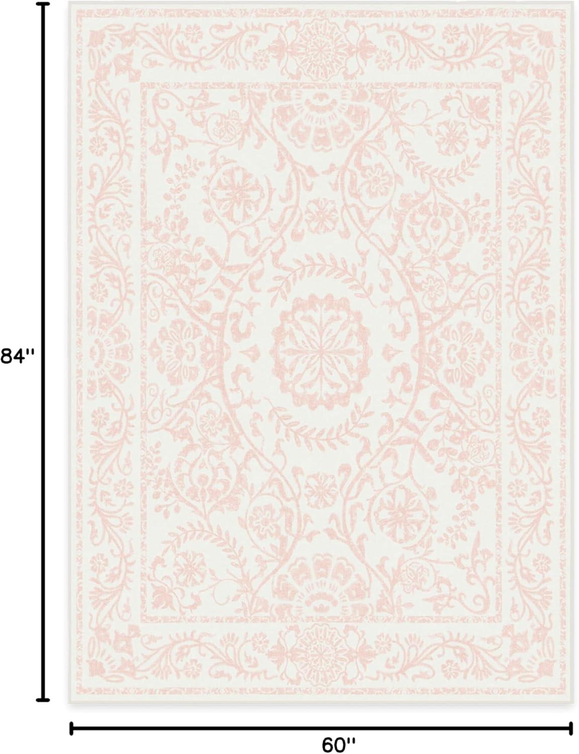 imageRUGGABLE Washable Area Rug Delphina Delft Blue 6x9 StainResistant NonSlip Medium Machine Washable Rugs for Living Room Bedroom Hallway Entryway ampamp Officewith Standard PadPowder Pink Cushioned Pad