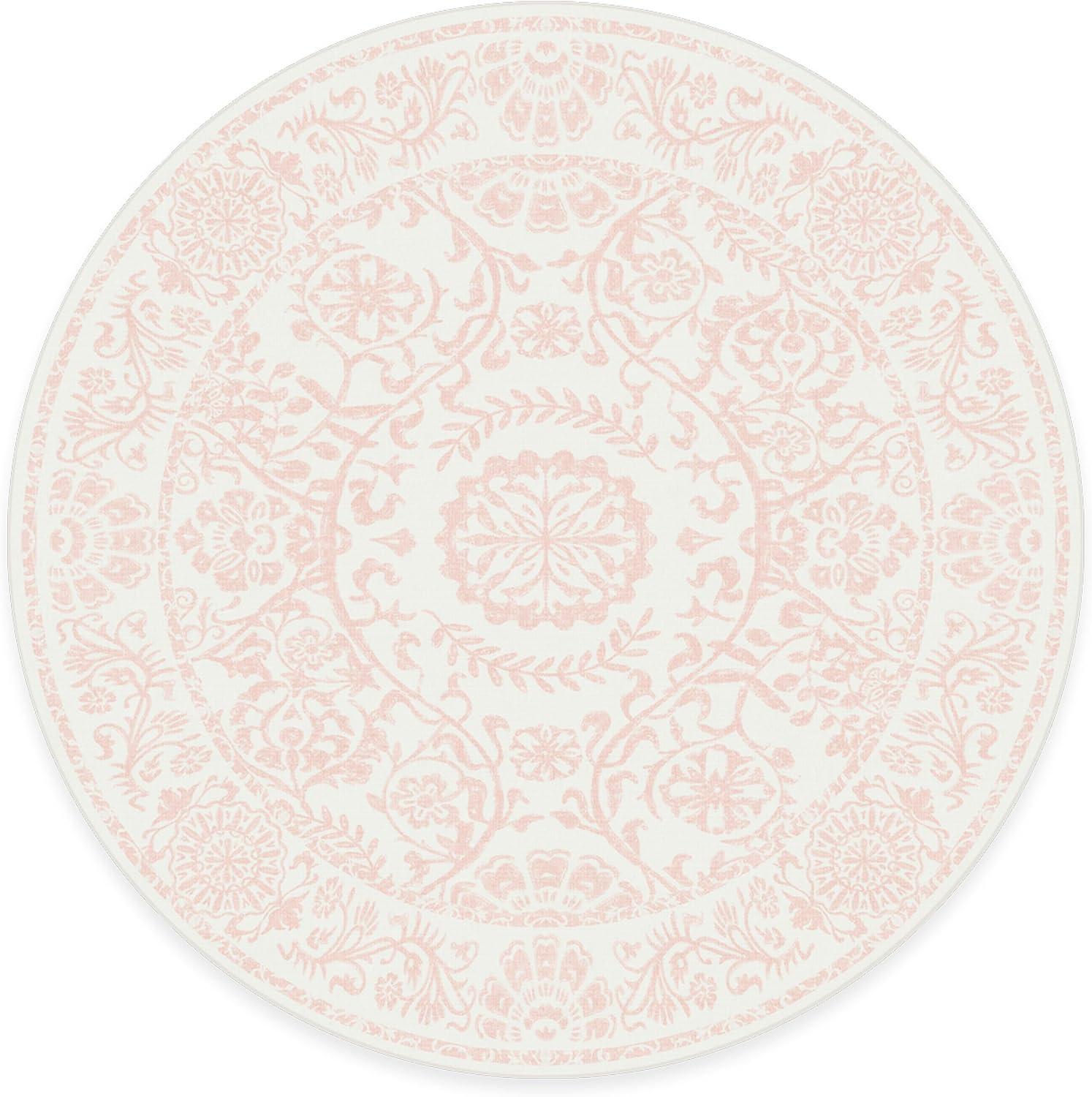 imageRUGGABLE Washable Area Rug Delphina Delft Blue 6x9 StainResistant NonSlip Medium Machine Washable Rugs for Living Room Bedroom Hallway Entryway ampamp Officewith Standard PadPowder Pink Standard Pad