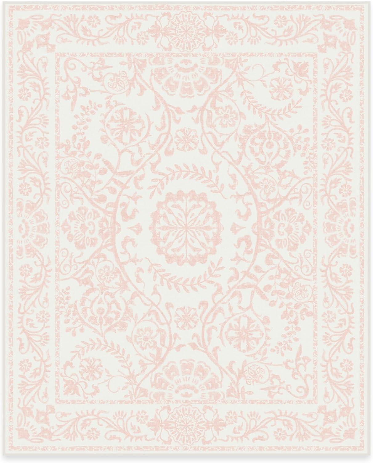 imageRUGGABLE Washable Area Rug Delphina Delft Blue 6x9 StainResistant NonSlip Medium Machine Washable Rugs for Living Room Bedroom Hallway Entryway ampamp Officewith Standard PadPowder Pink Cushioned Pad