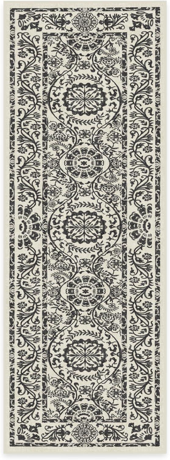 imageRUGGABLE Washable Area Rug Delphina Delft Blue 6x9 StainResistant NonSlip Medium Machine Washable Rugs for Living Room Bedroom Hallway Entryway ampamp Officewith Standard PadBlack White Cushioned Pad