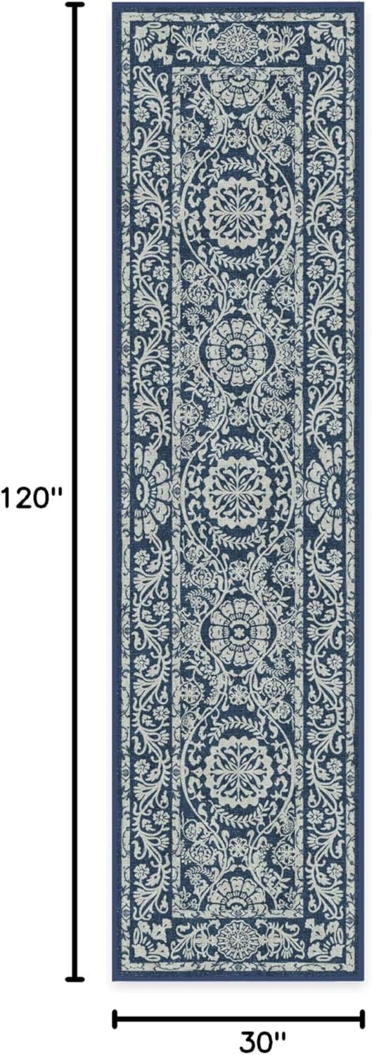 imageRUGGABLE Washable Area Rug Delphina Delft Blue 6x9 StainResistant NonSlip Medium Machine Washable Rugs for Living Room Bedroom Hallway Entryway ampamp Officewith Standard PadNavy Blue Standard Pad