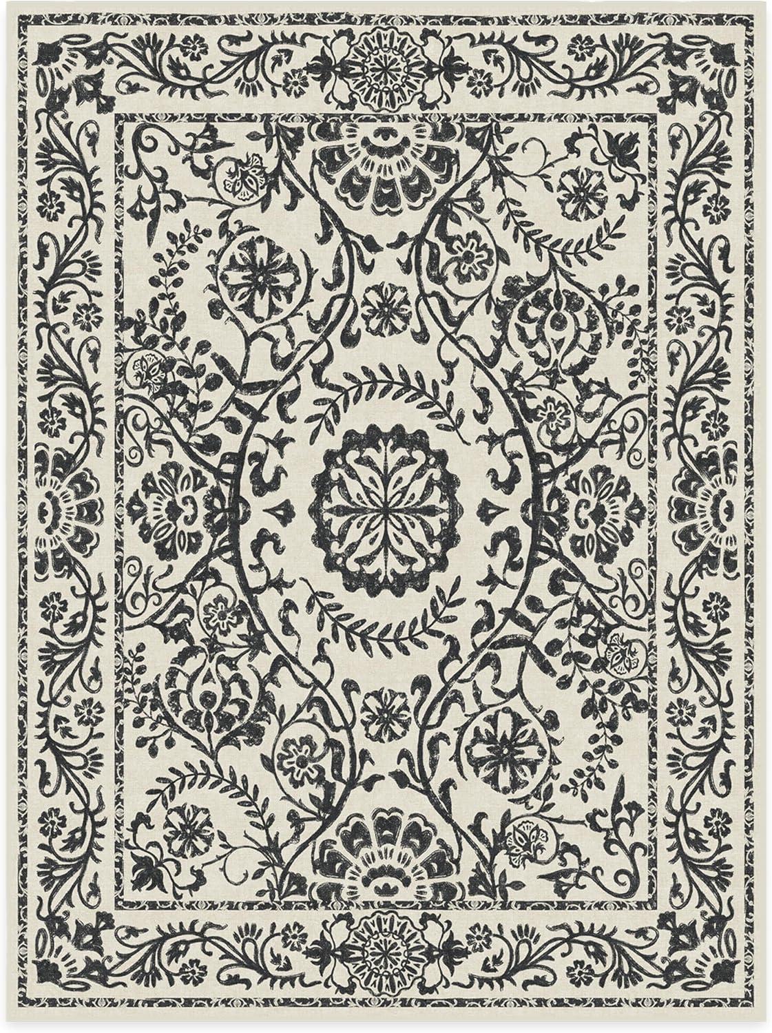 imageRUGGABLE Washable Area Rug Delphina Delft Blue 6x9 StainResistant NonSlip Medium Machine Washable Rugs for Living Room Bedroom Hallway Entryway ampamp Officewith Standard PadBlack White Cushioned Pad